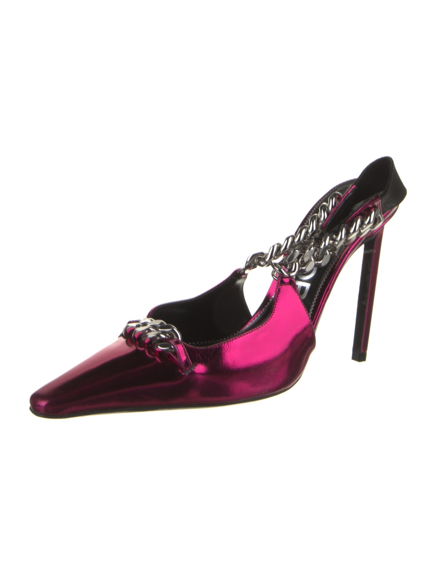 Tom Ford Patent Leather Chain-Link Accents Slingback Pumps