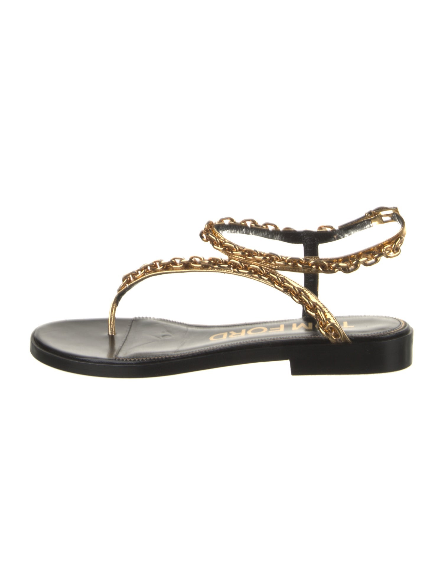 Tom Ford Leather Chain-Link Accents Sandals