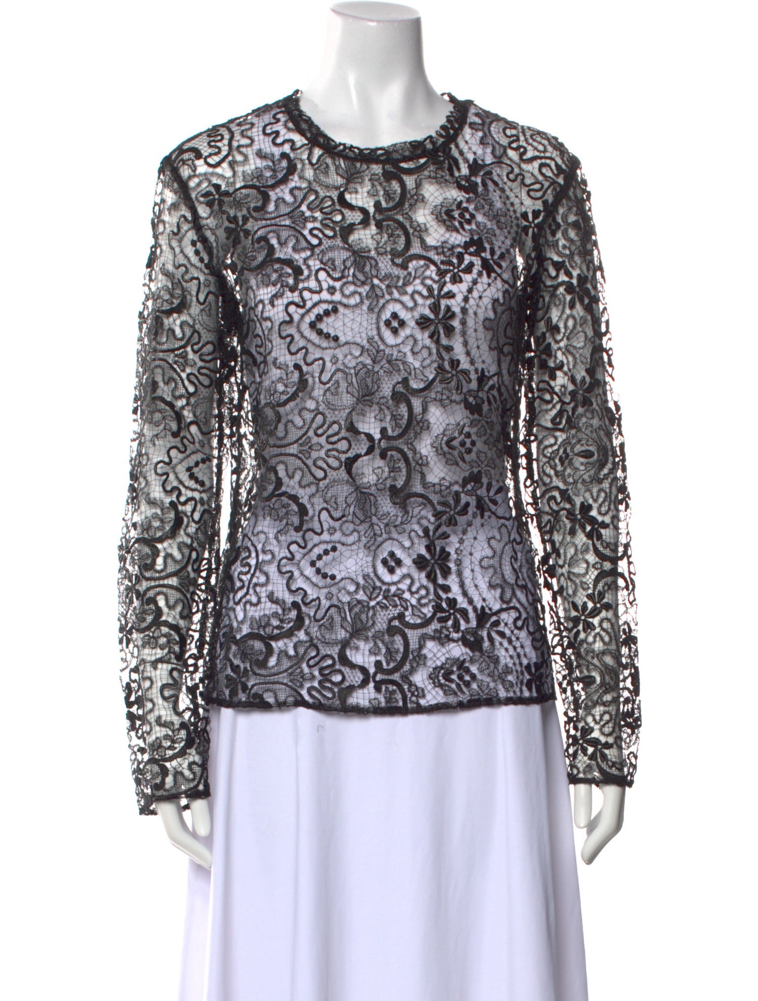 Tom Ford Lace Pattern Crew Neck Top