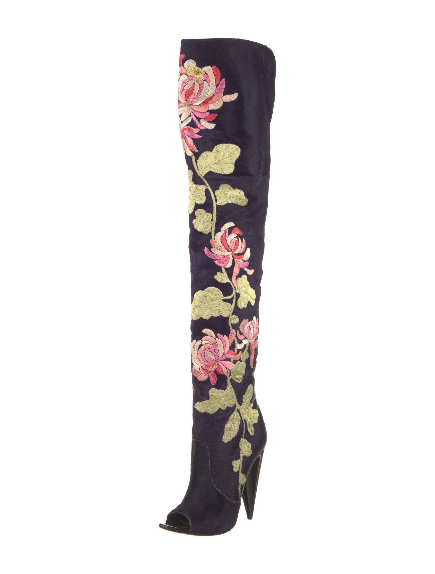 Tom Ford Ponyhair Floral Print Boots