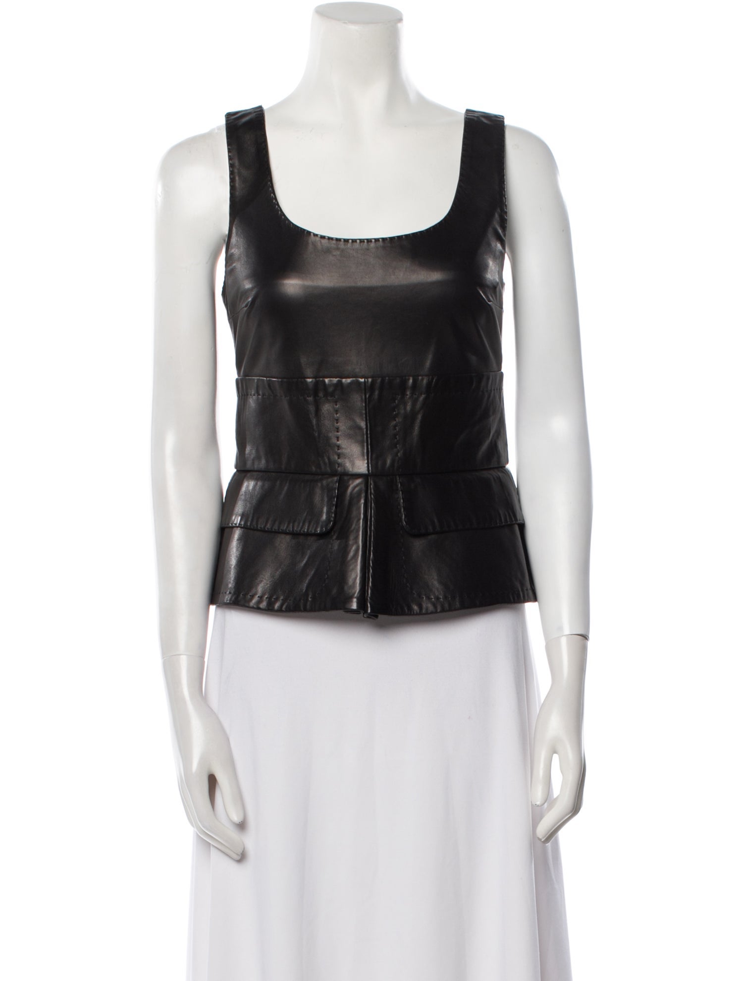 Tom Ford Leather Scoop Neck Crop Top