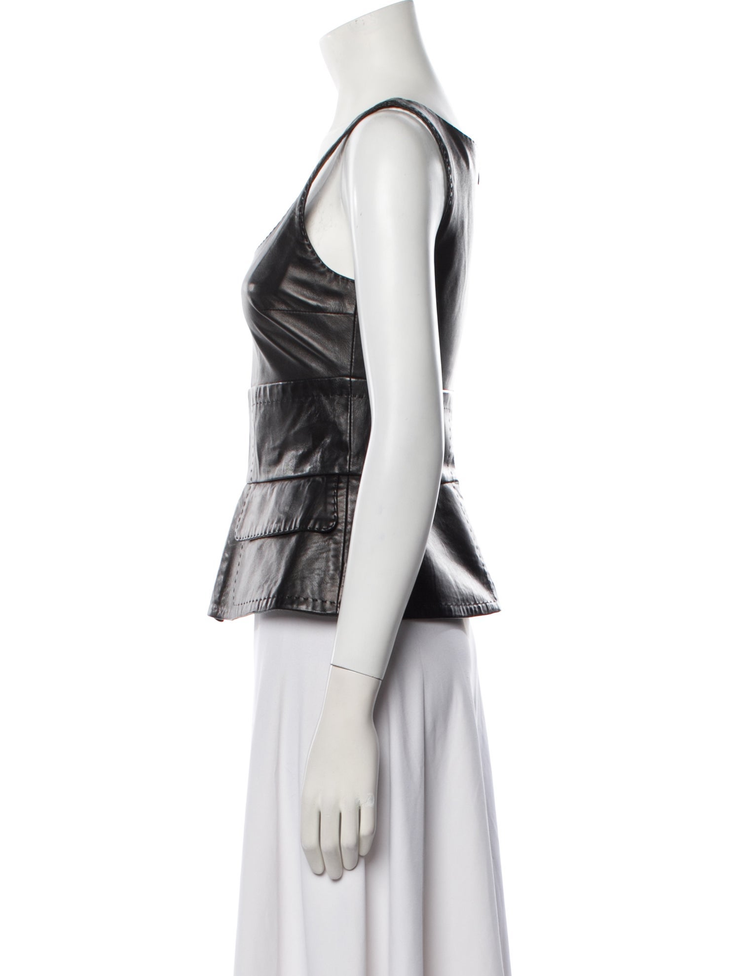 Tom Ford Leather Scoop Neck Crop Top