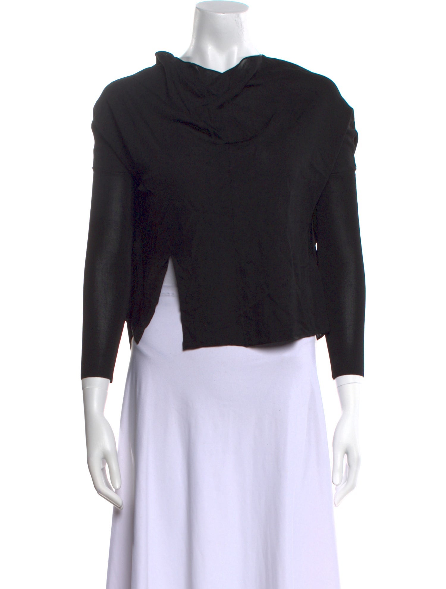 Tom Ford Cowl Neck Three-Quarter Sleeve Crop Top