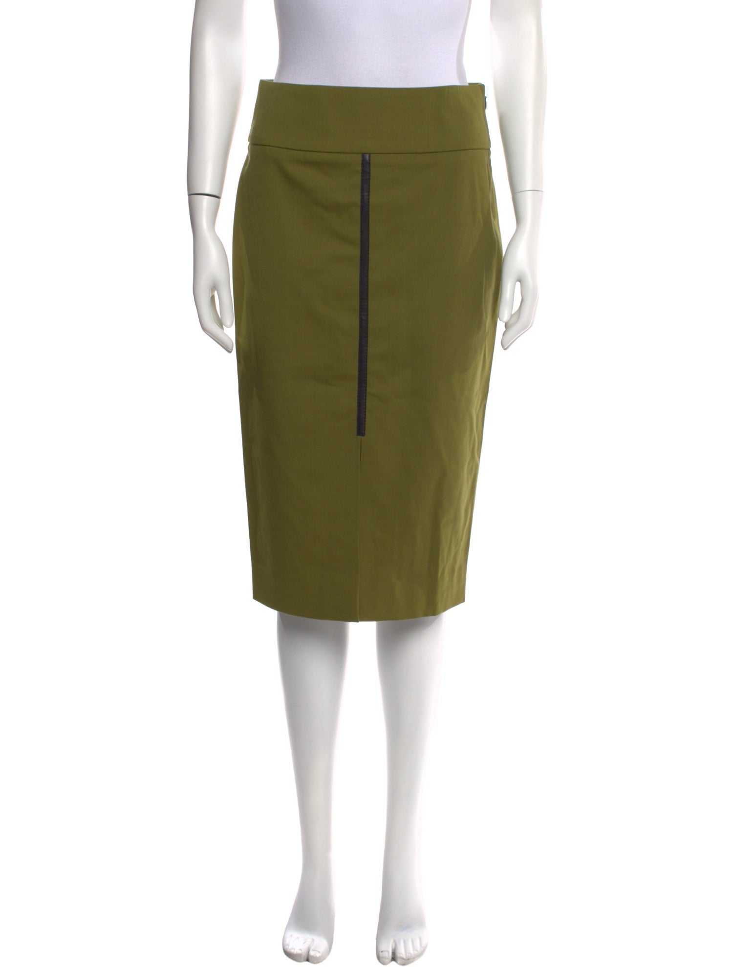 Tom Ford Leather Trim Embellishment Knee-Length Skirt