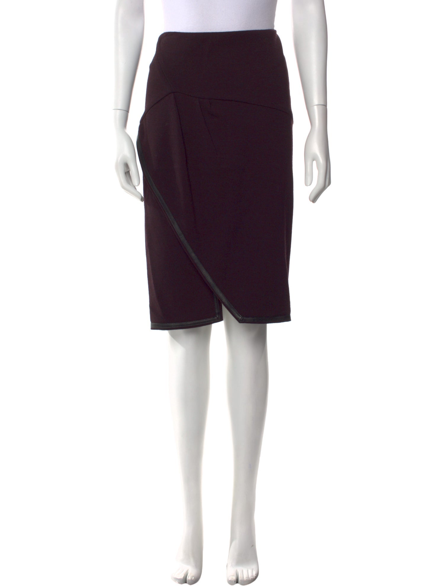Tom Ford Leather Trim Embellishment Knee-Length Skirt