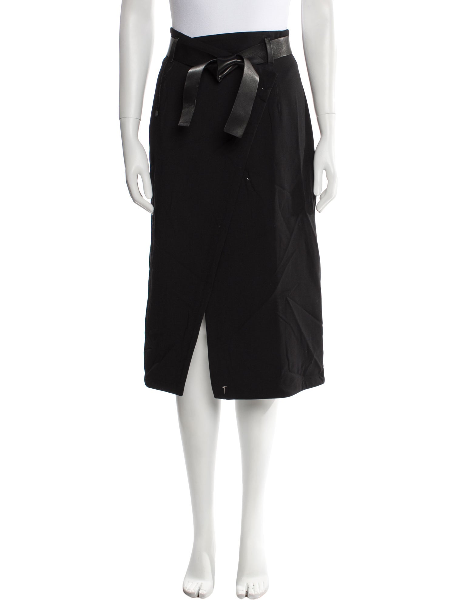 Tom Ford Leather Trim Embellishment Midi Length Skirt