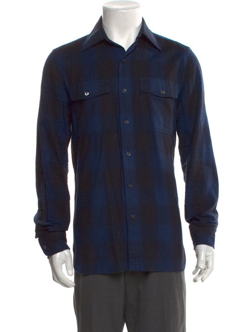 Tom Ford Plaid Print Long Sleeve Shirt