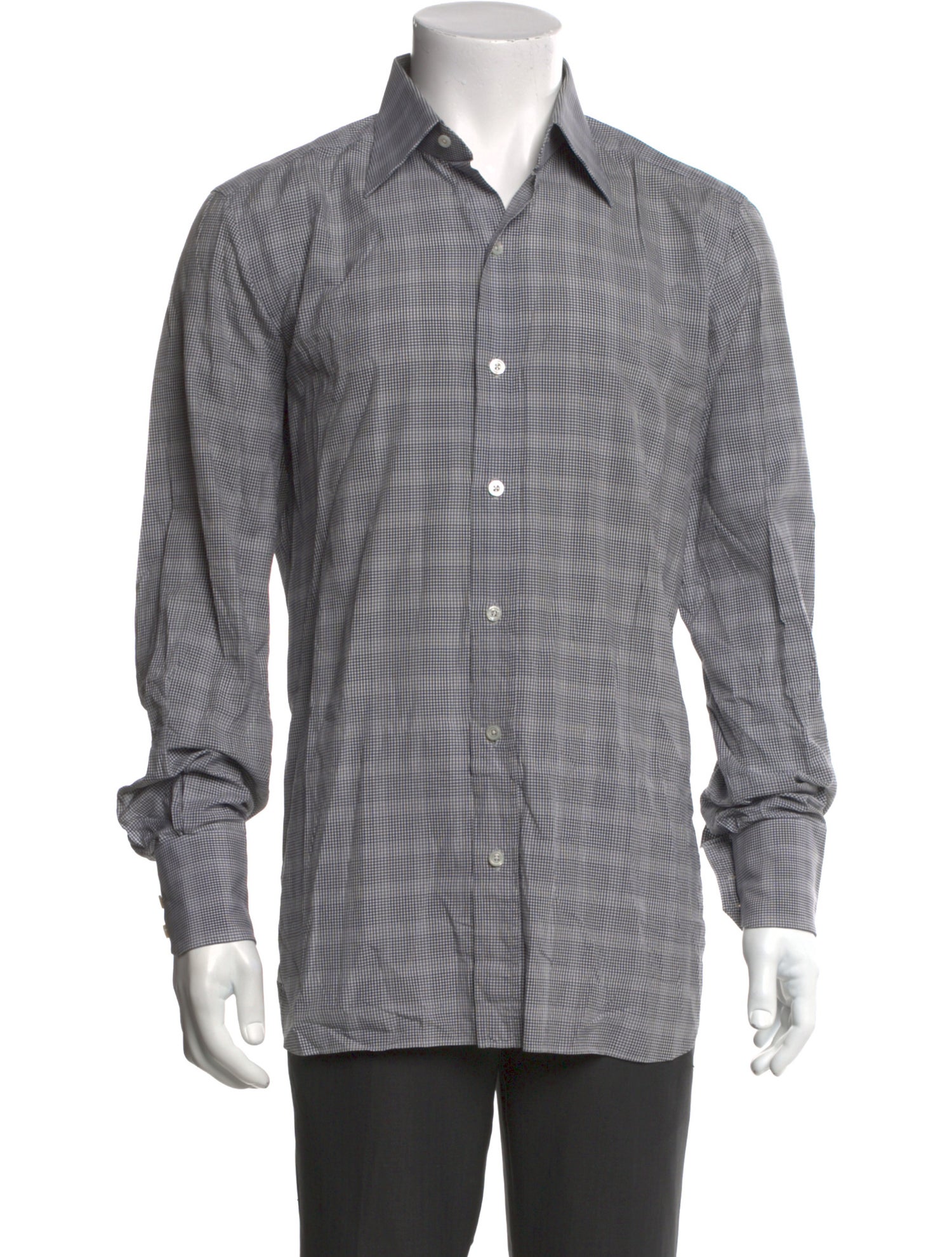 Tom Ford Plaid Print Long Sleeve Shirt