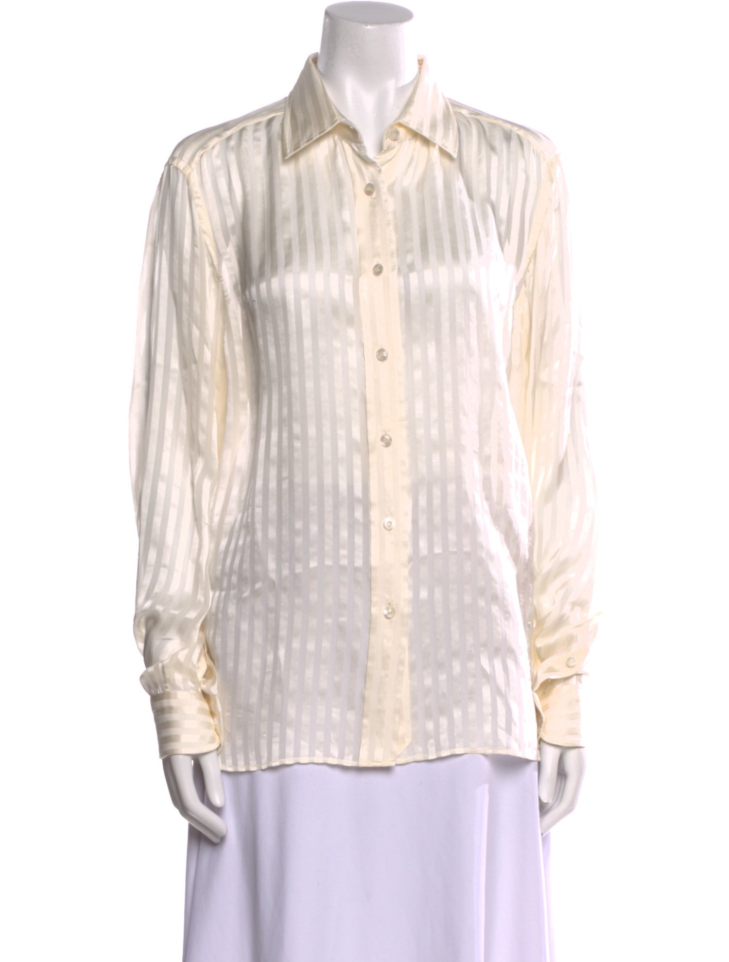 Tom Ford Silk Striped Button-Up Top