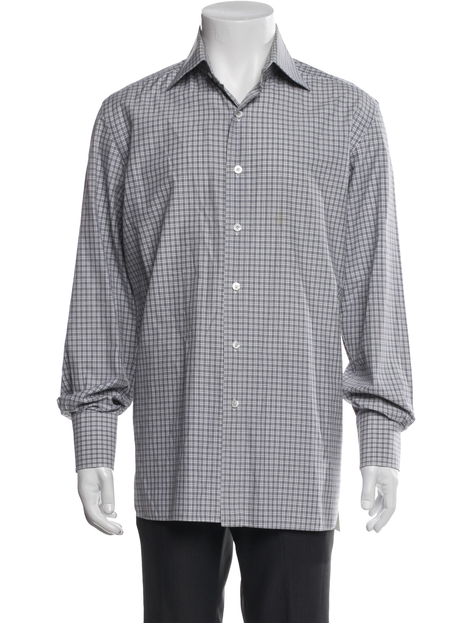 Tom Ford Plaid Print Long Sleeve Dress Shirt