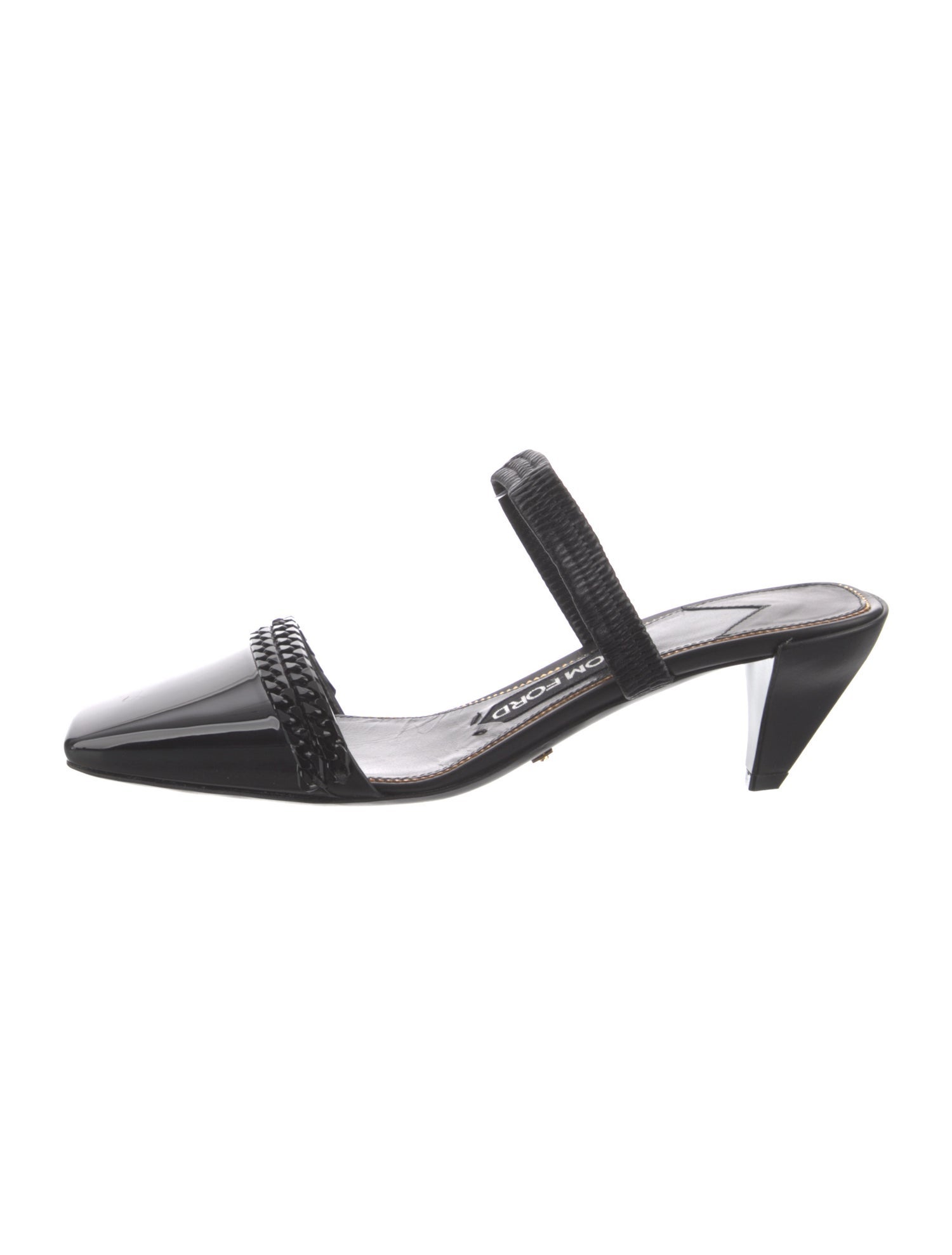 Tom Ford Patent Leather Chain-Link Accents Mules
