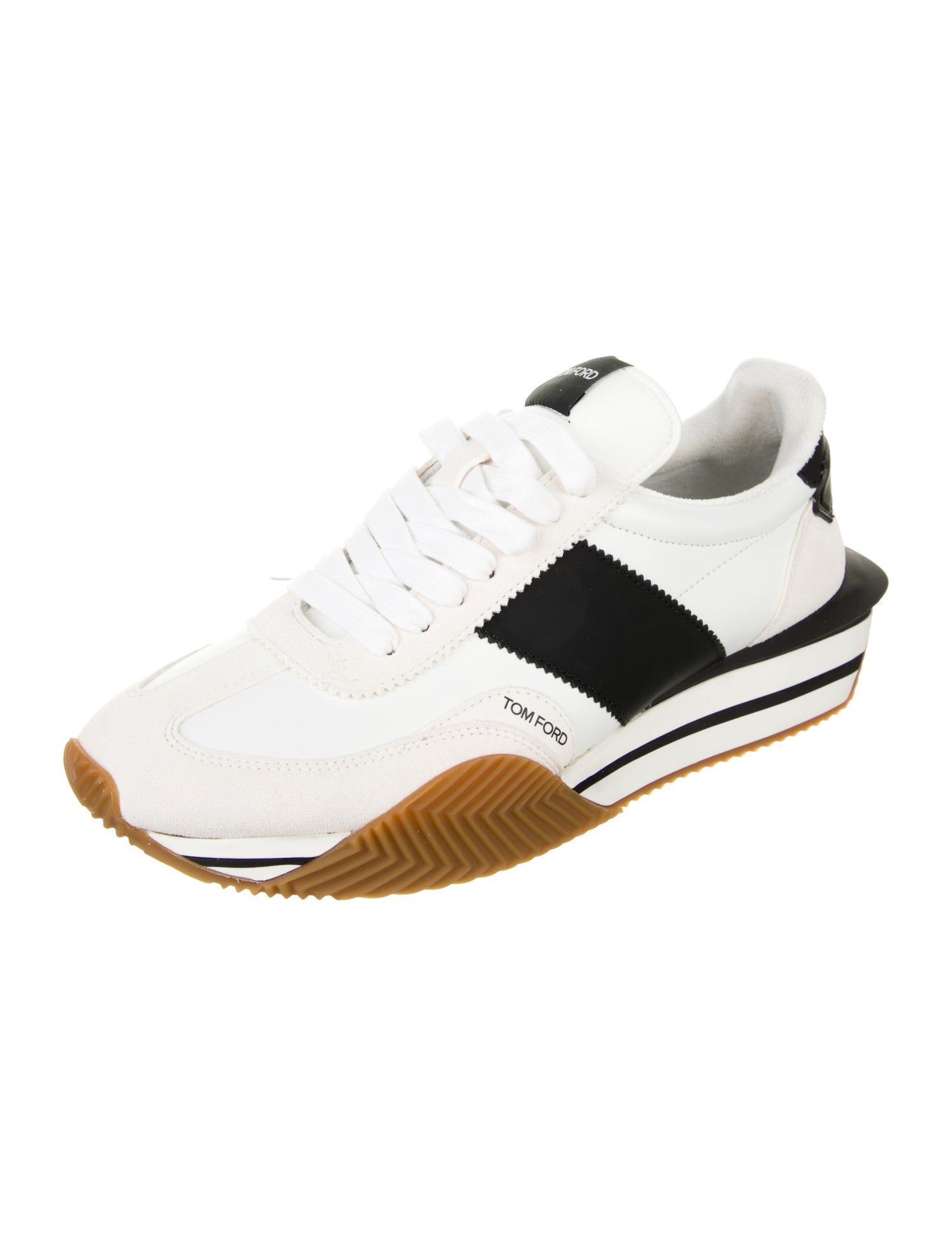 Tom Ford Leather Colorblock Pattern Sneakers