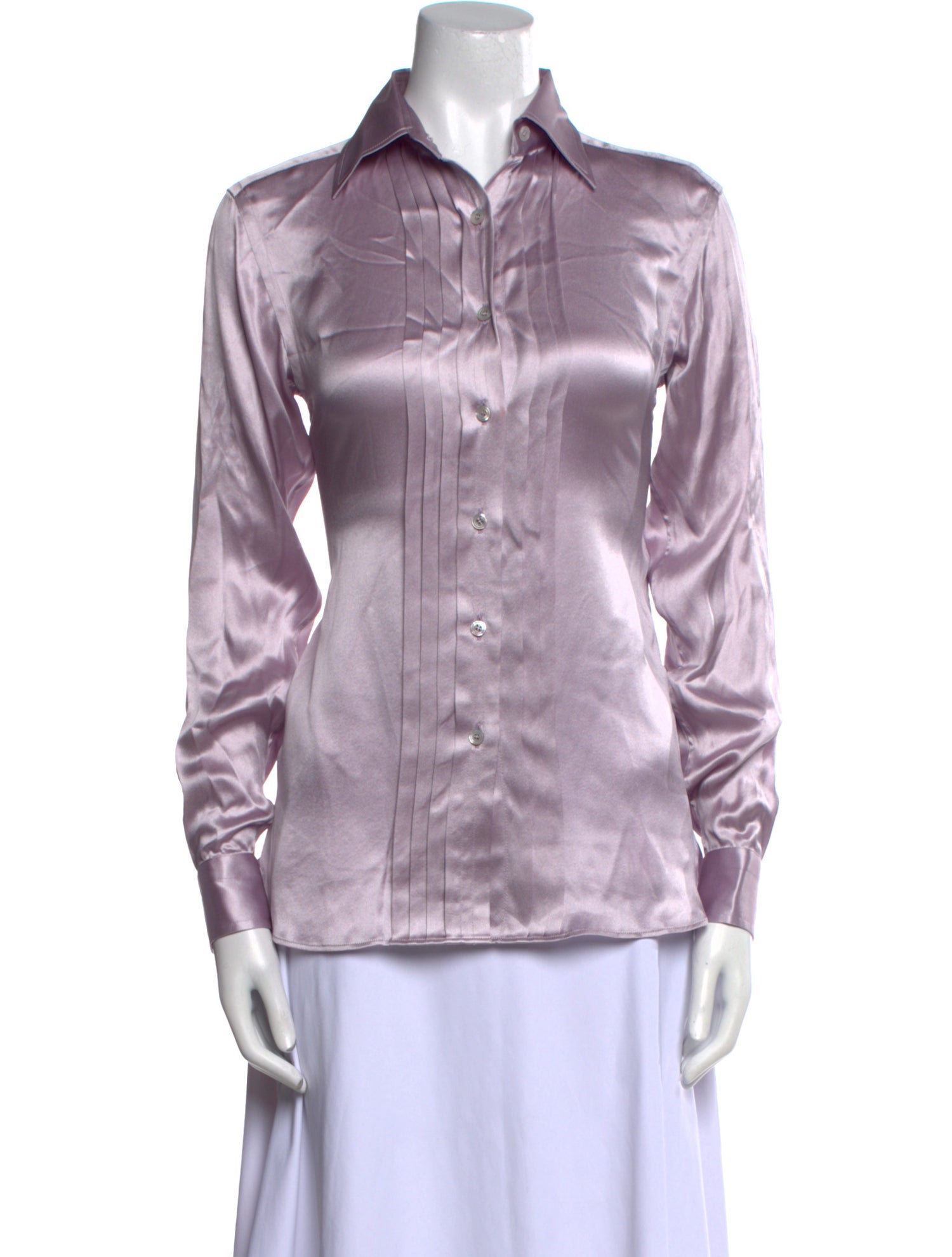 Tom Ford Silk Long Sleeve Button-Up Top