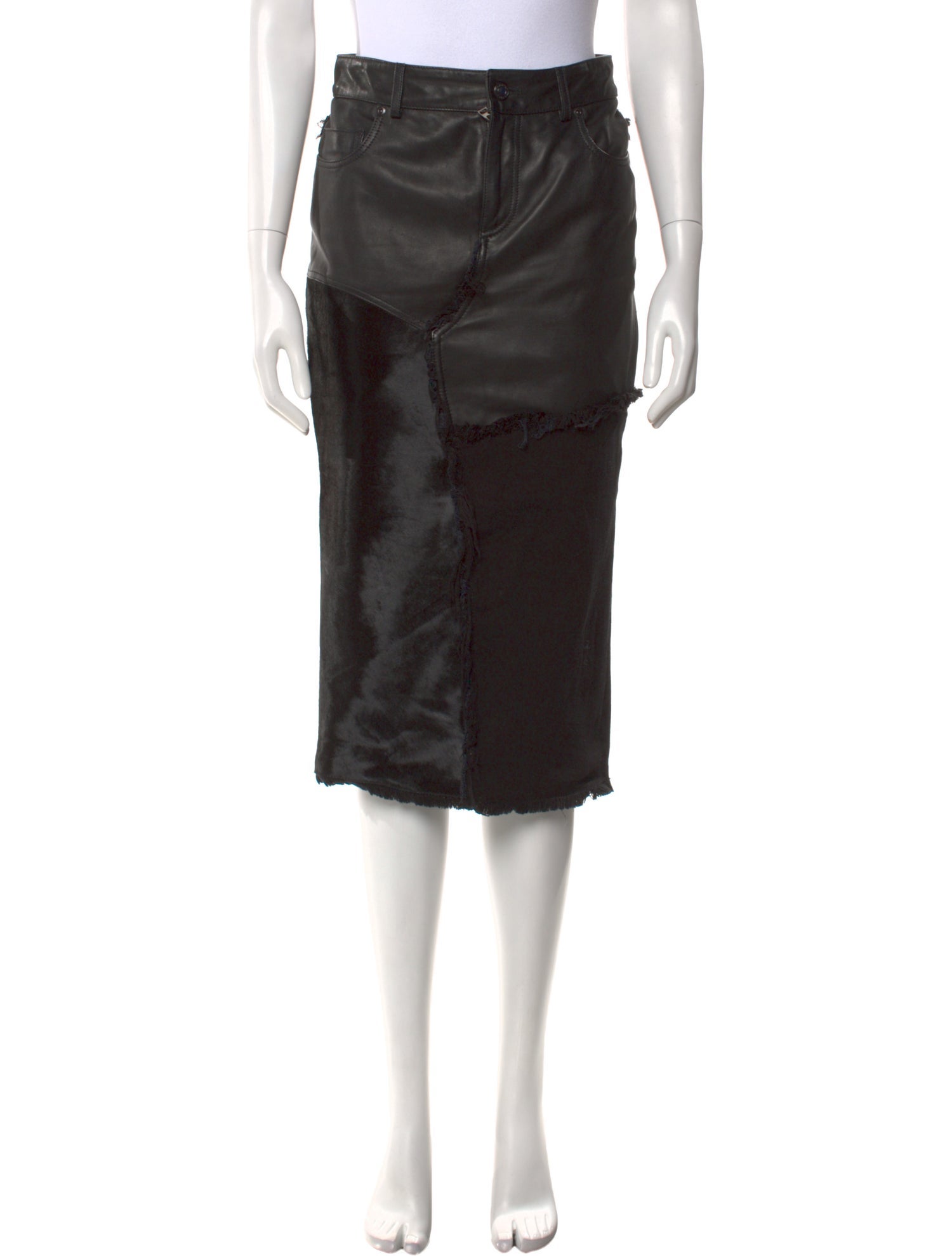 Tom Ford Leather Trim Embellishment Knee-Length Skirt