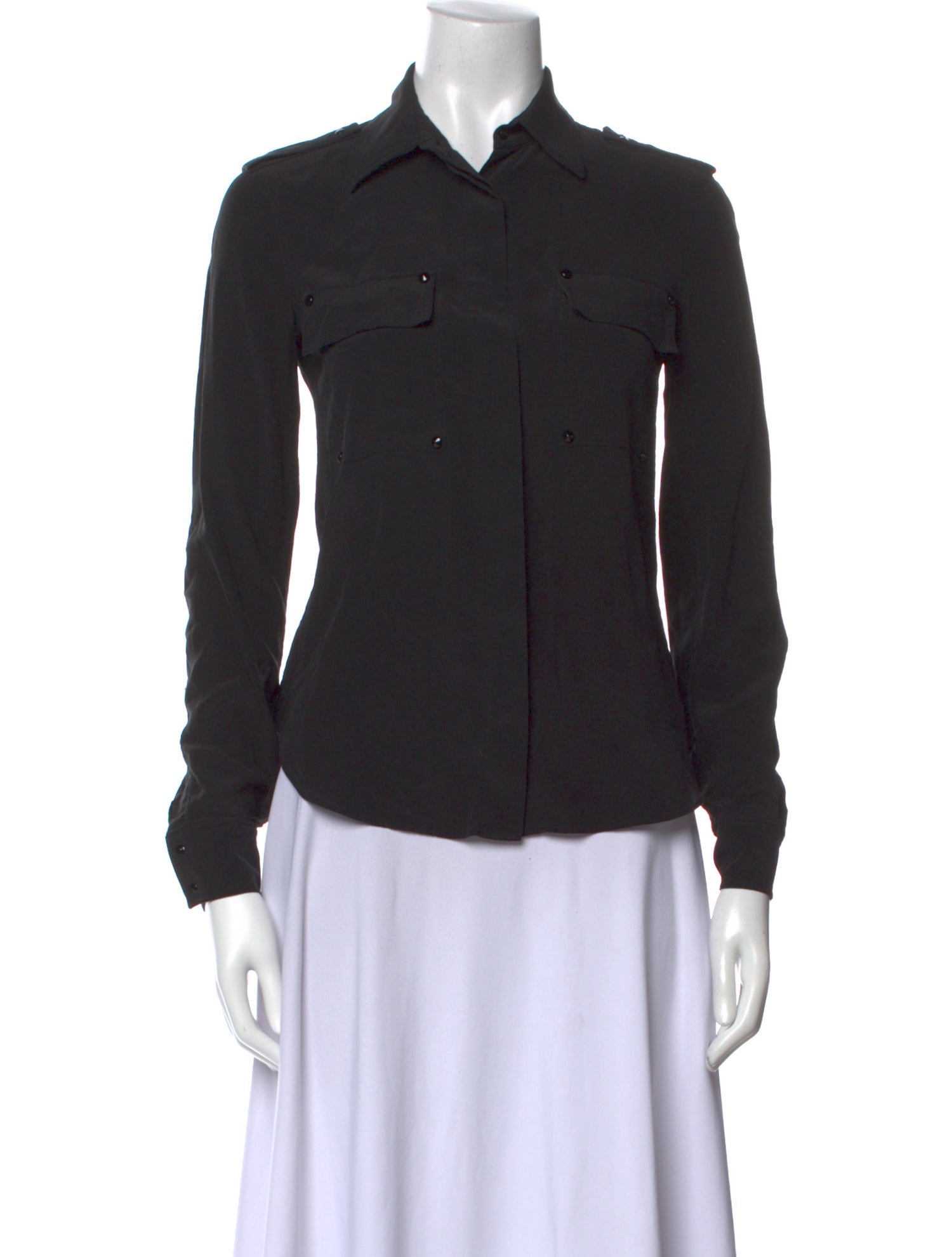 Tom Ford Silk Long Sleeve Button-Up Top