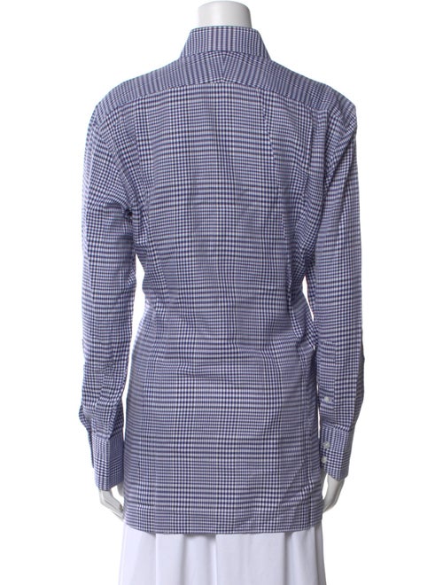 Tom Ford Plaid Print Long Sleeve Button-Up Top