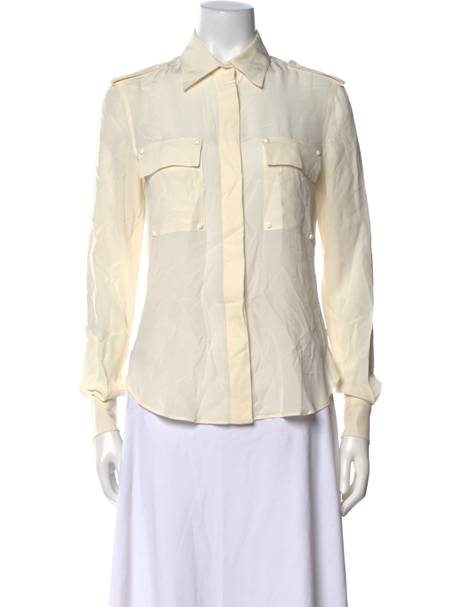 Tom Ford Silk Long Sleeve Button-Up Top