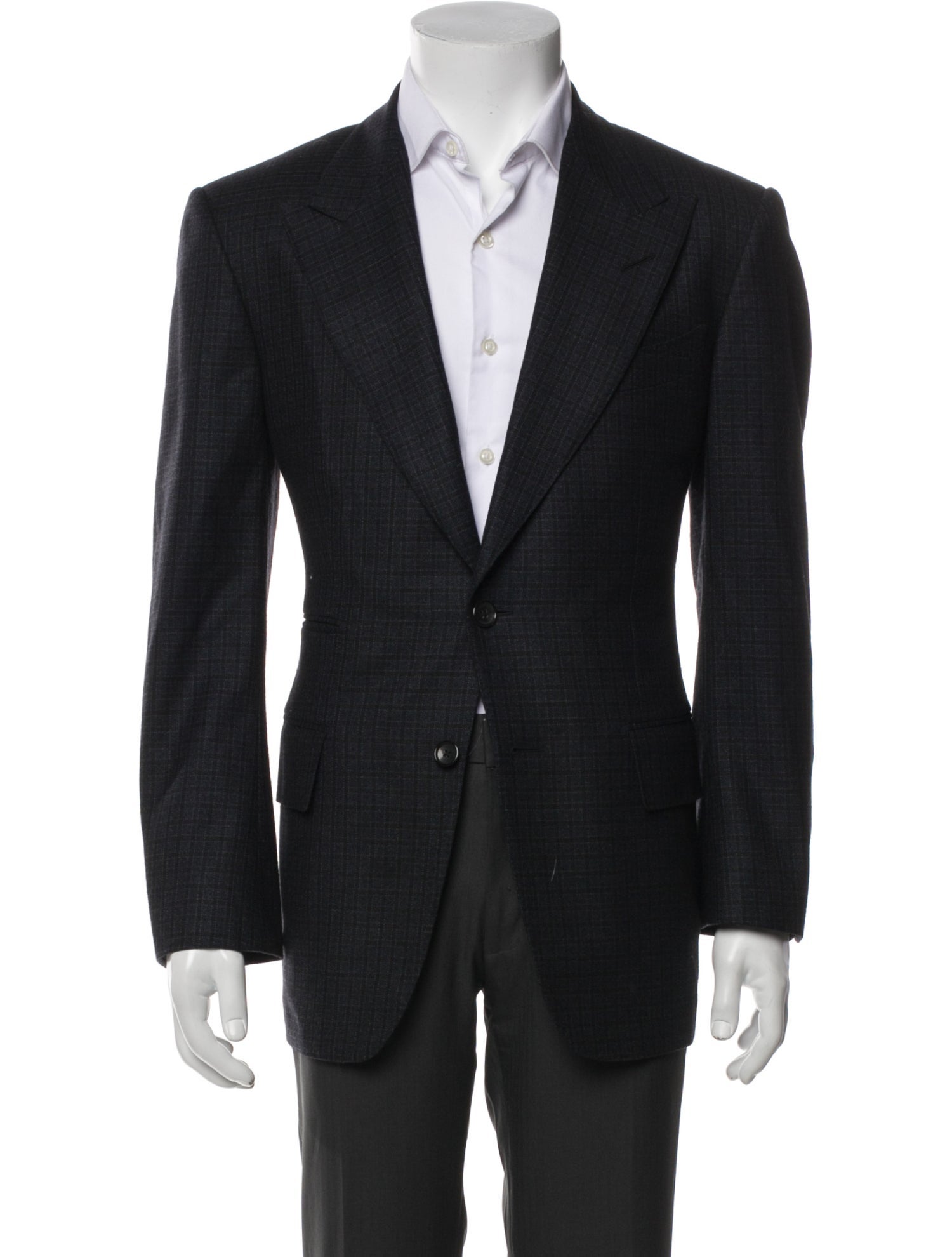 Tom Ford Wool Plaid Print Blazer