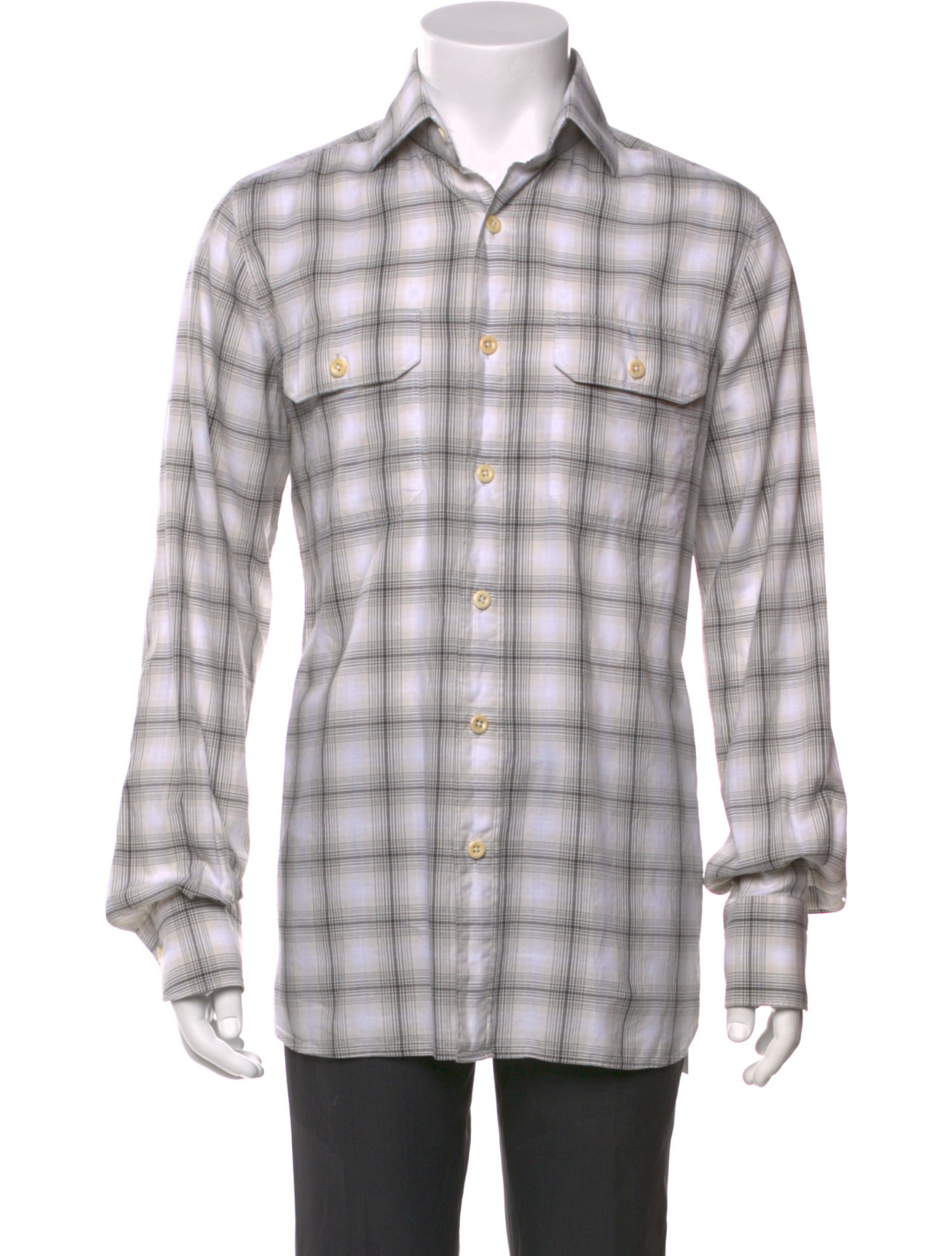Tom Ford Plaid Print Long Sleeve Shirt