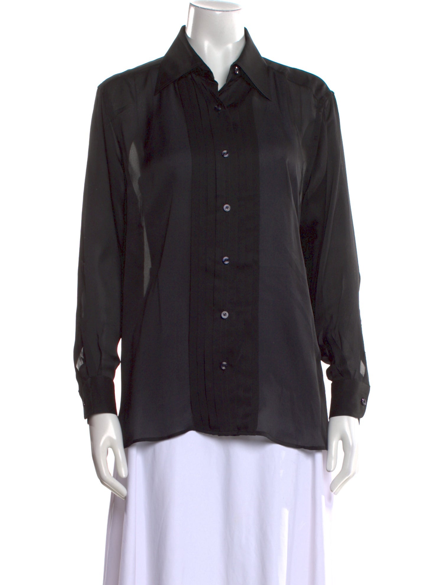 Tom Ford Silk Long Sleeve Button-Up Top