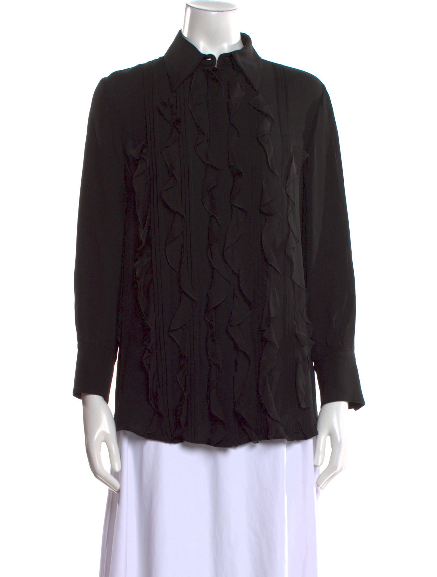 Tom Ford Silk Long Sleeve Button-Up Top