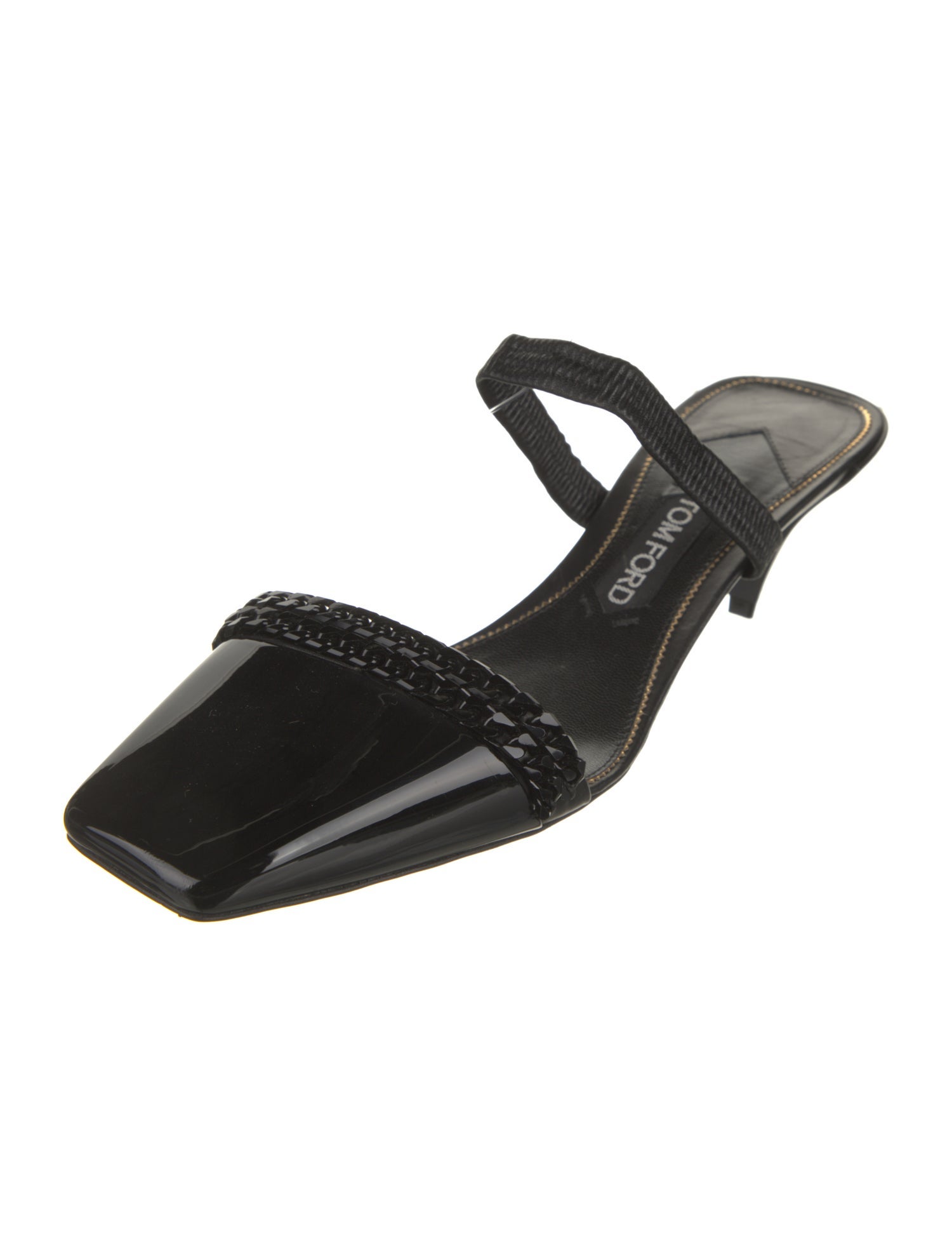 Tom Ford Patent Leather Chain-Link Accents Mules