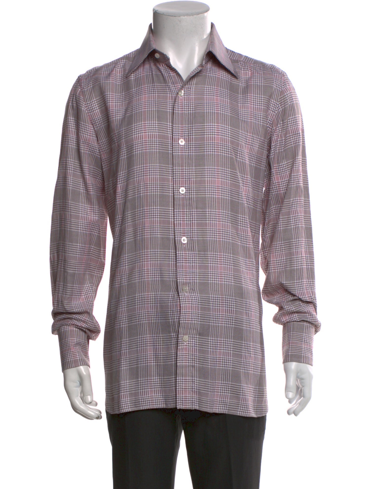 Tom Ford Plaid Print Long Sleeve Dress Shirt