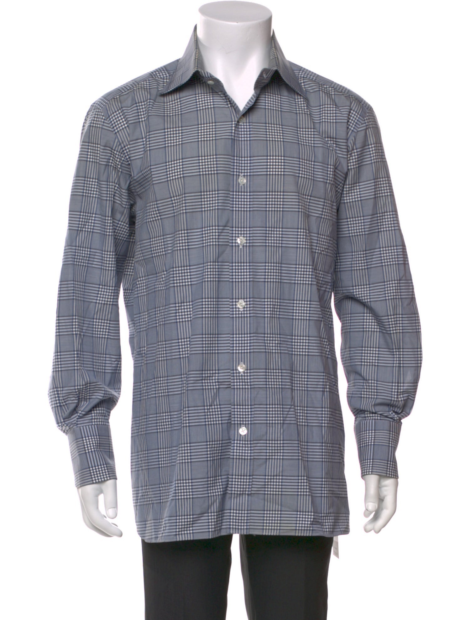 Tom Ford Plaid Print Long Sleeve Shirt