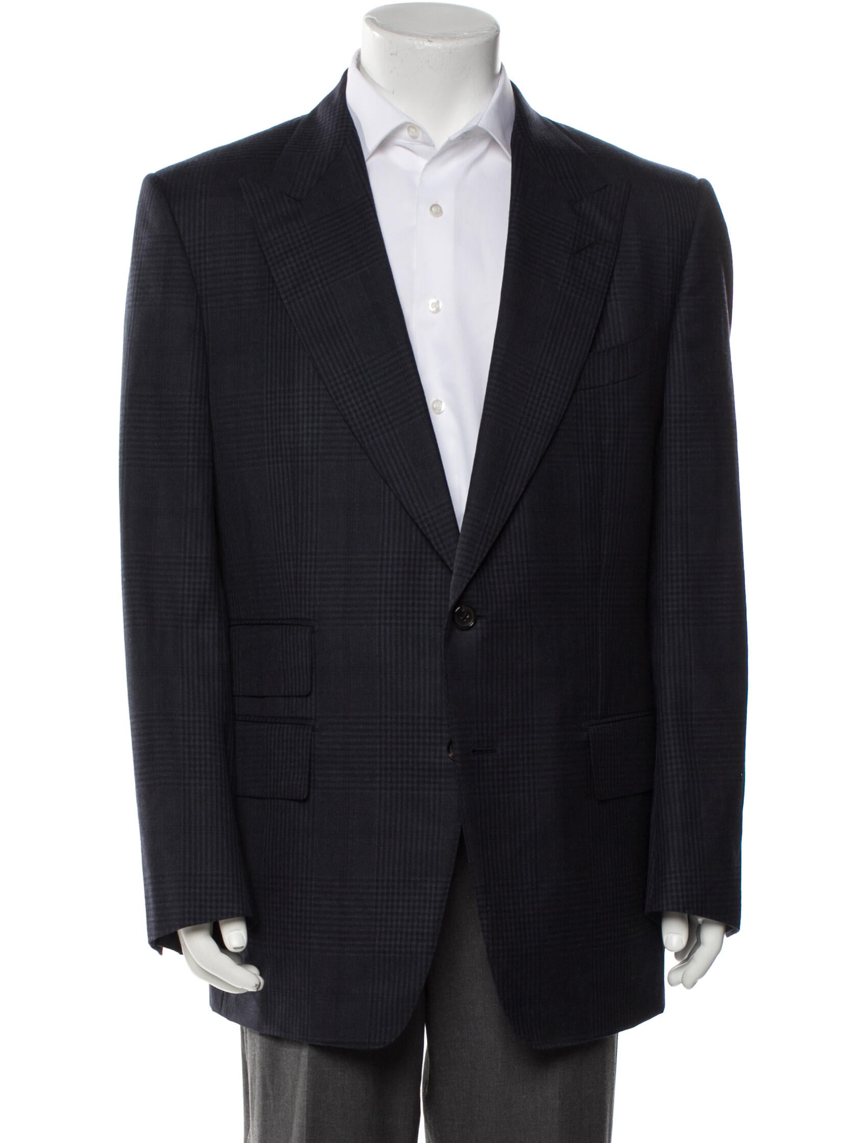 Tom Ford Wool Plaid Print Blazer