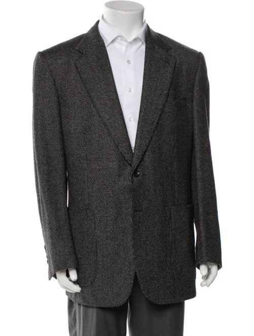 Tom Ford Tweed Pattern Leather Trim Embellishment Blazer