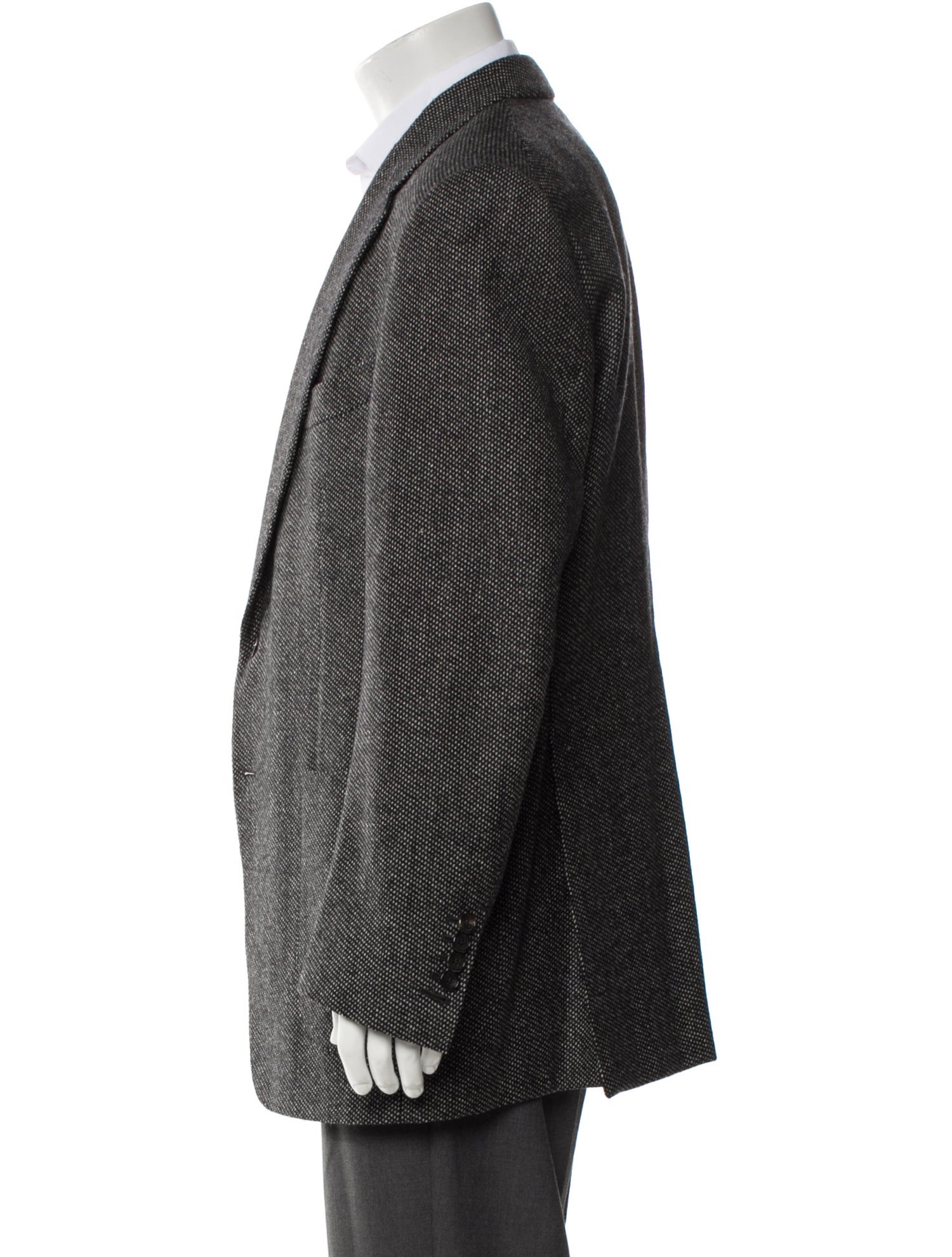 Tom Ford Tweed Pattern Leather Trim Embellishment Blazer