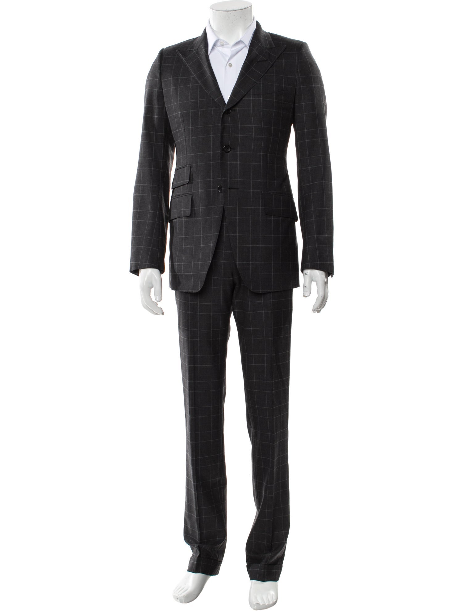 Tom Ford Wool Plaid Print Two-Piece Suit