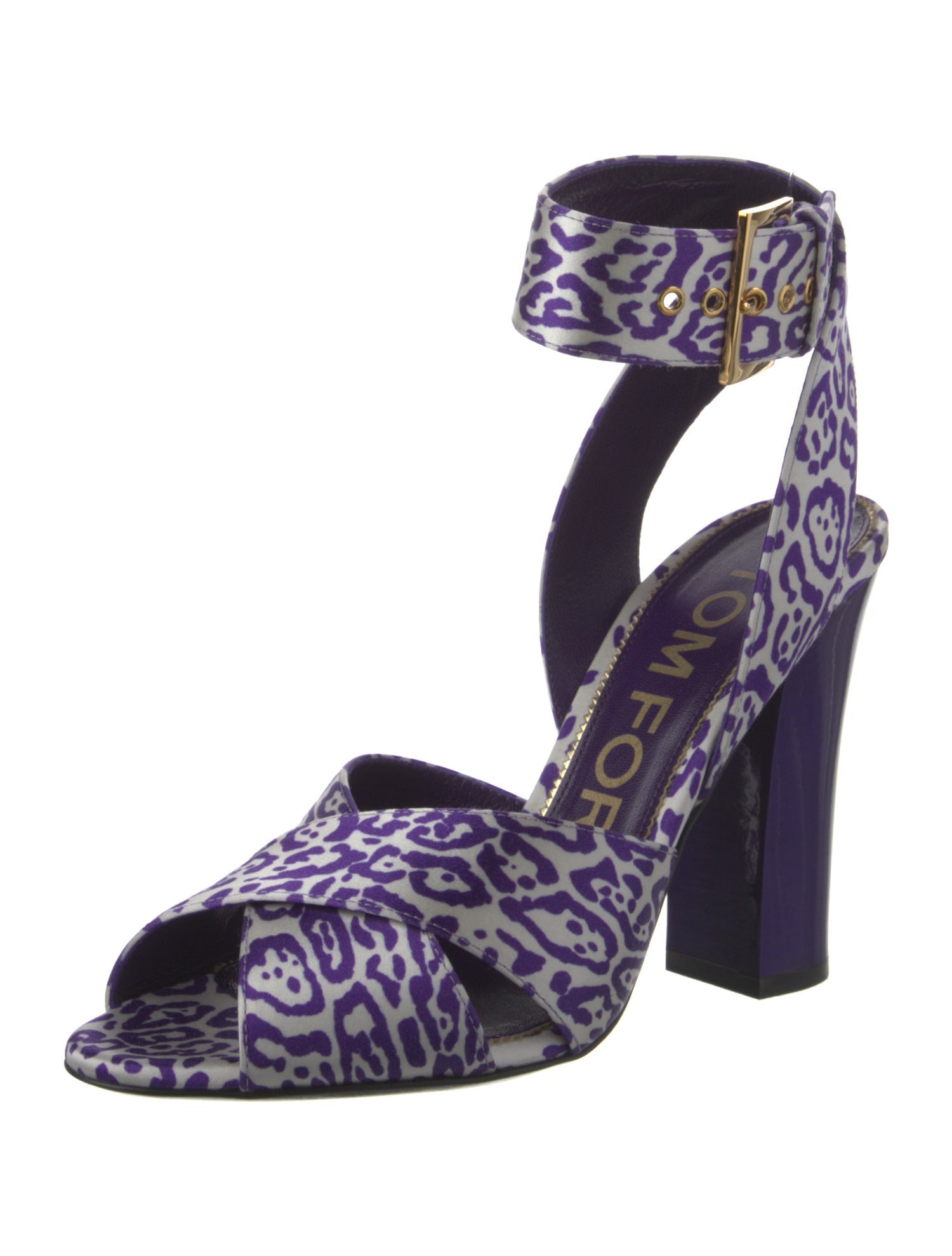 Tom Ford Satin Animal Print Sandals