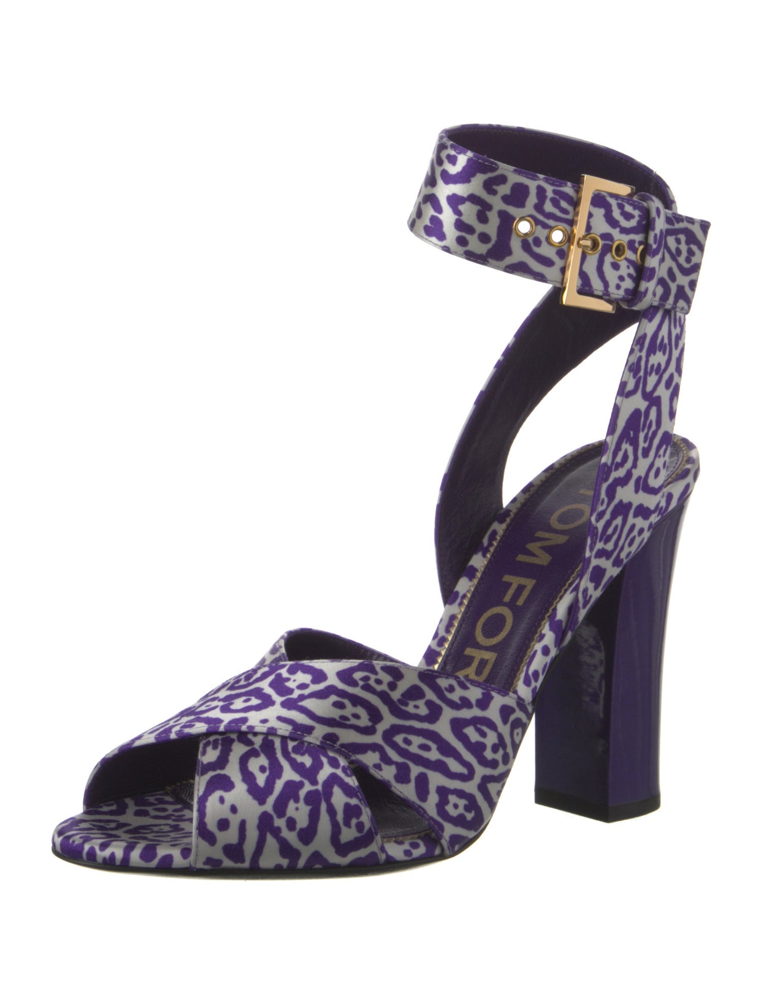 Tom Ford Satin Animal Print Sandals