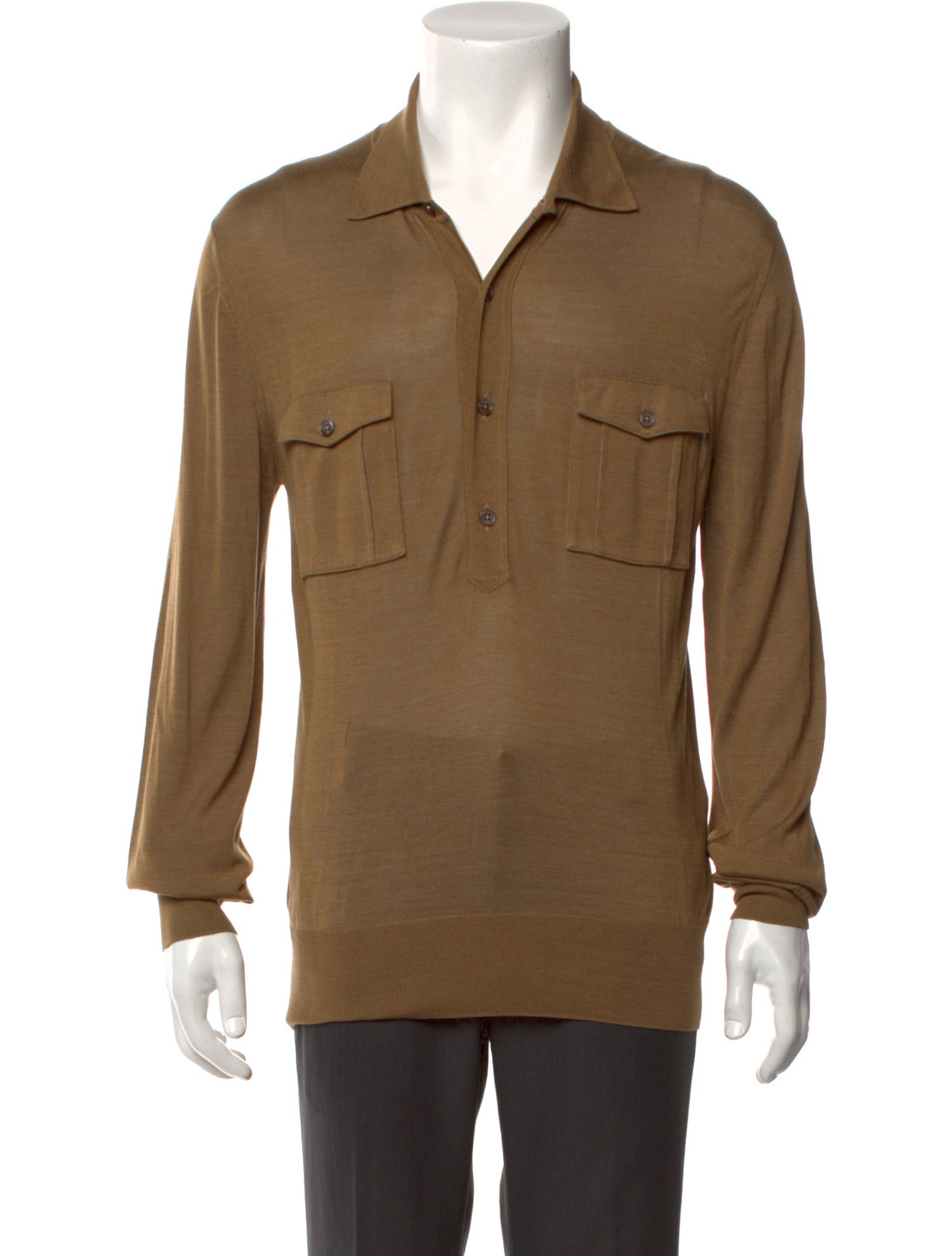 Tom Ford Mock Neck Long Sleeve Polo Sweater