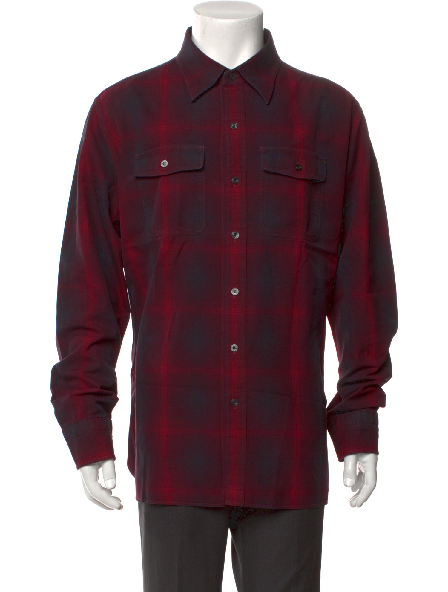 Tom Ford Plaid Print Long Sleeve Western Shirt