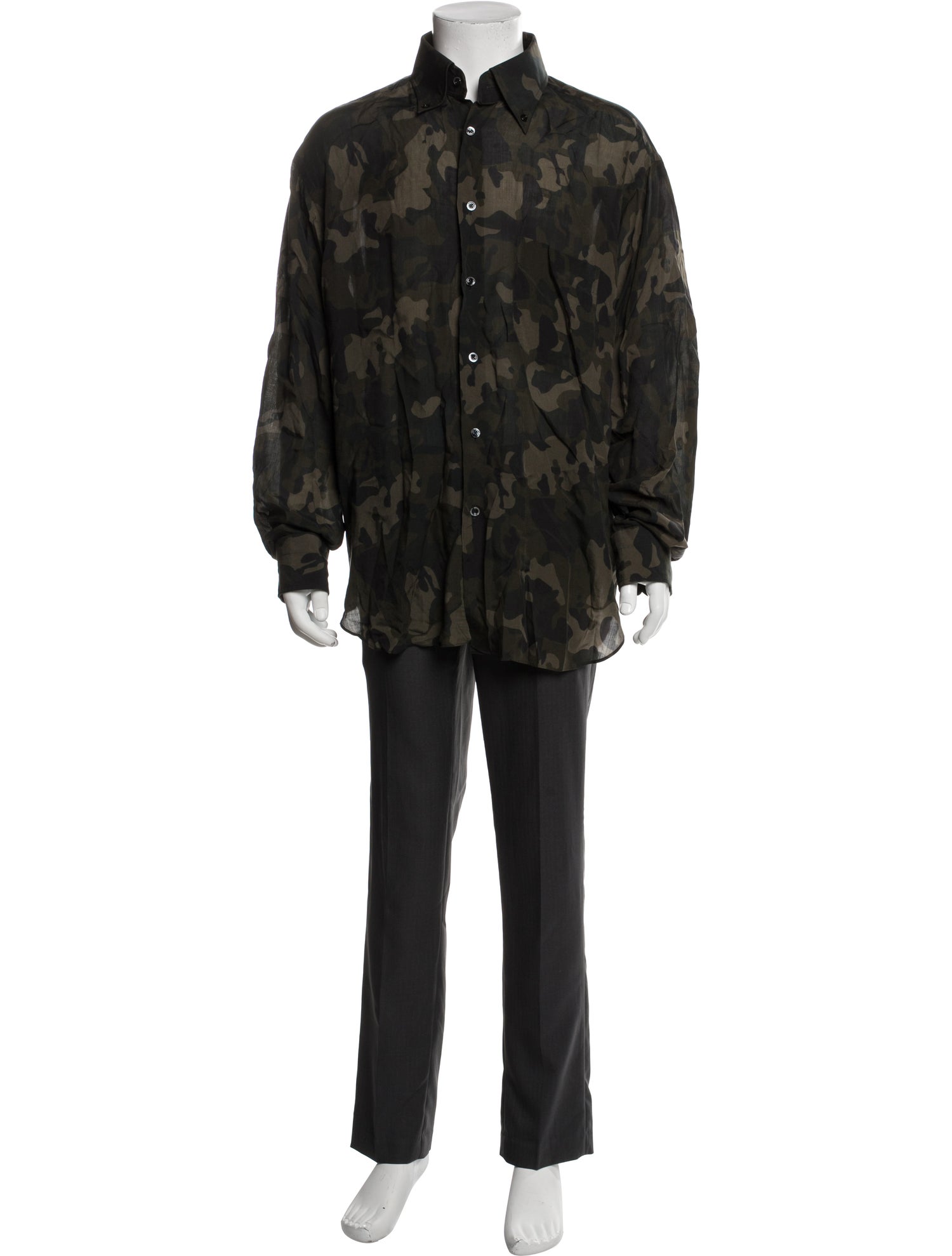 Tom Ford Camouflage Print Long Sleeve Dress Shirt