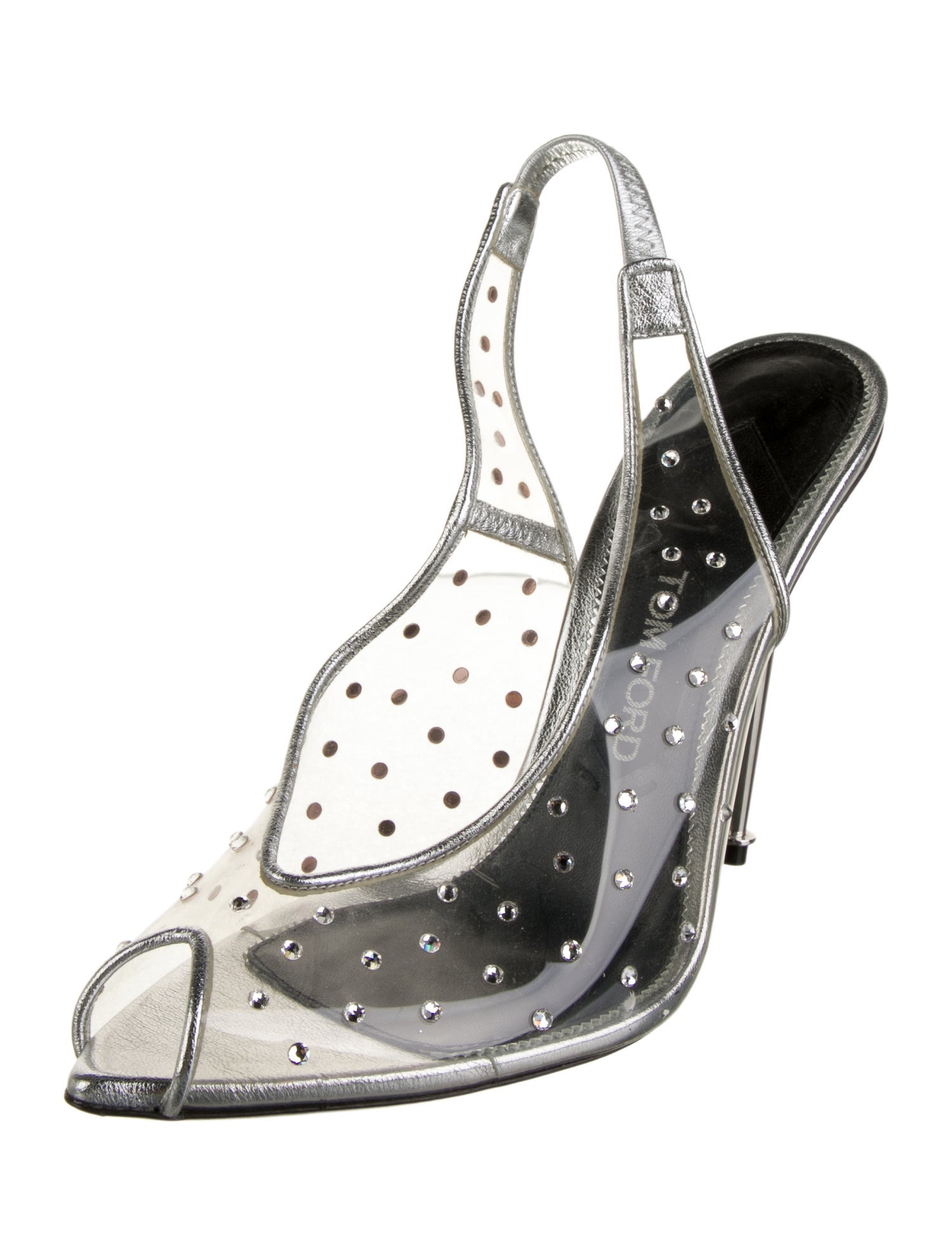 Tom Ford Plaid Print Crystal Embellishments Slingback Pumps