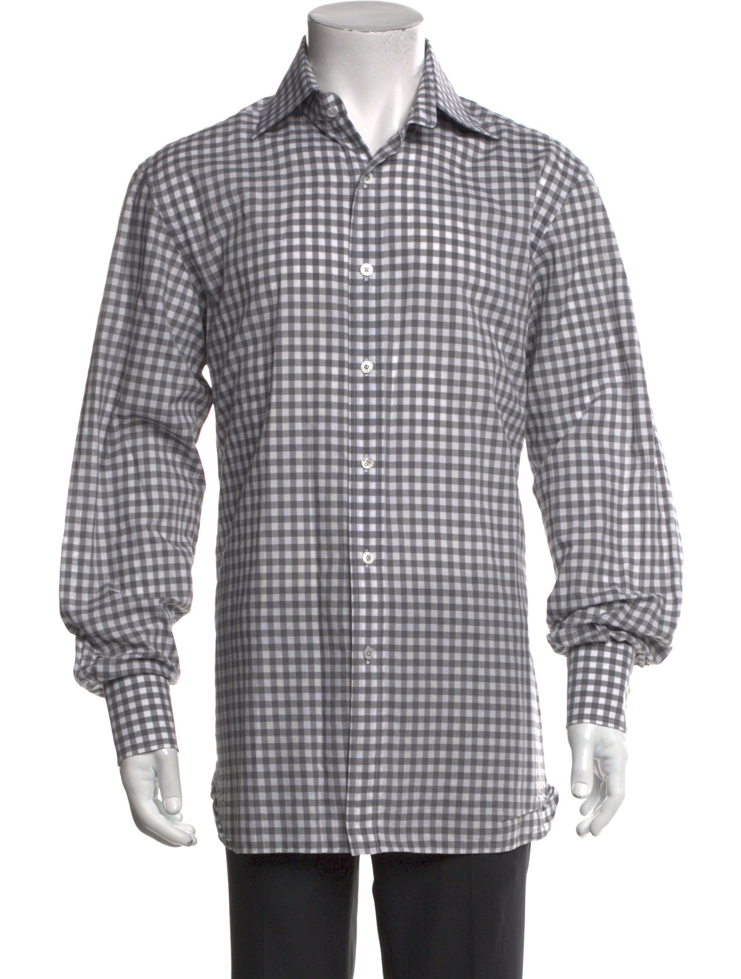 Tom Ford Plaid Print Long Sleeve Dress Shirt