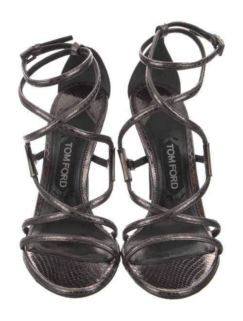 Tom Ford Leather Cutout Accent T-Strap Sandals