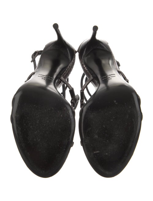 Tom Ford Leather Cutout Accent T-Strap Sandals