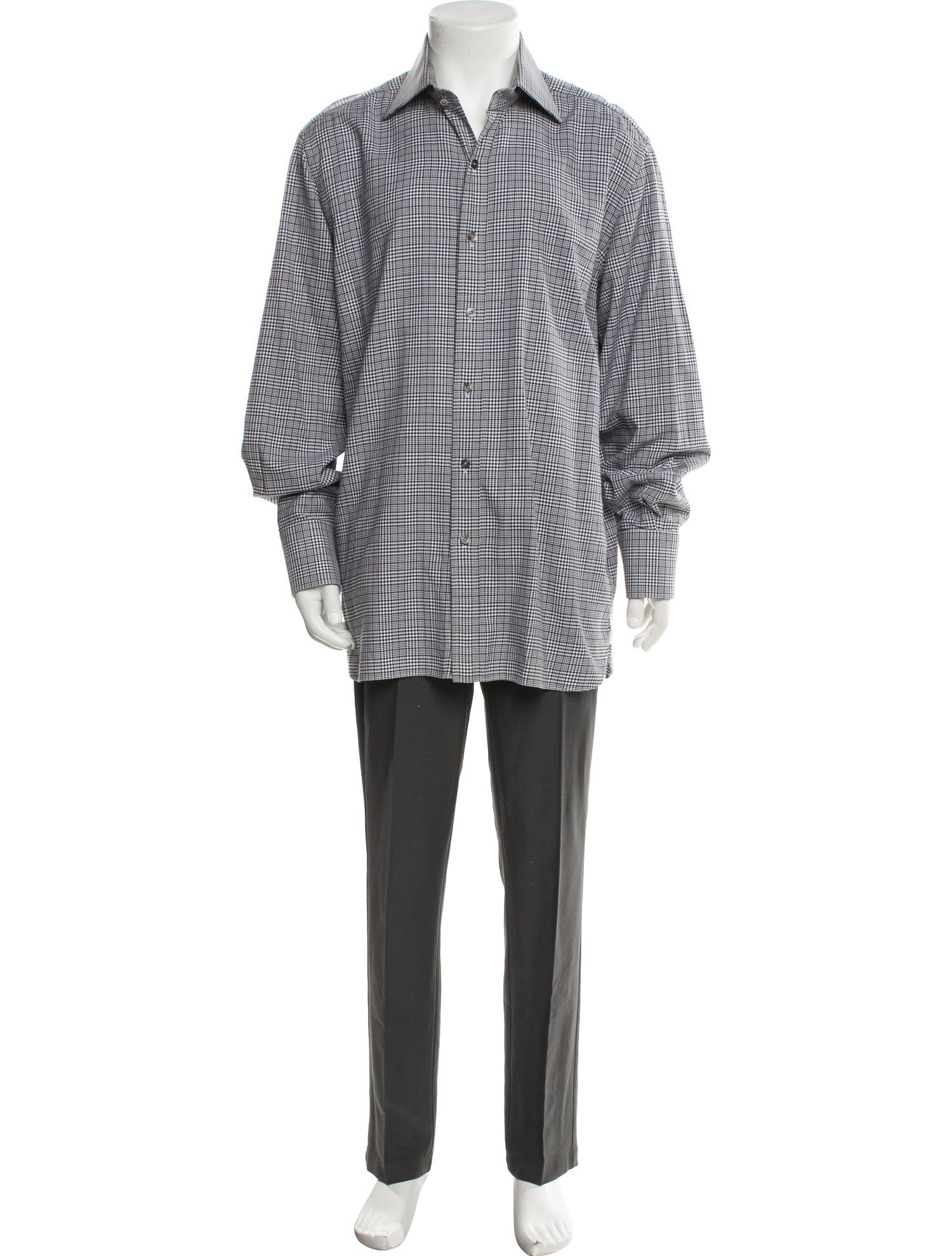 Tom Ford Plaid Print Long Sleeve Shirt