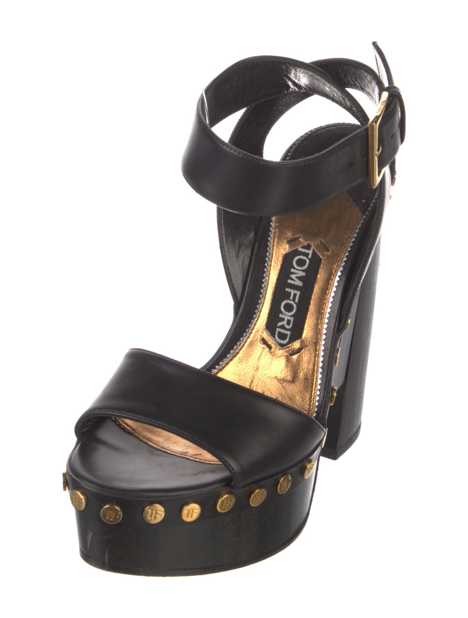 Tom Ford Leather Studded Accents Slingback Sandals