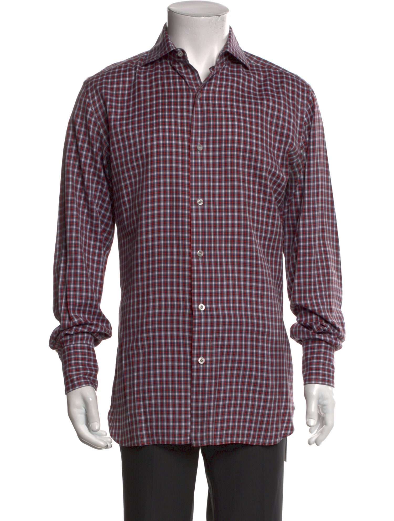 Tom Ford Plaid Print Long Sleeve Shirt