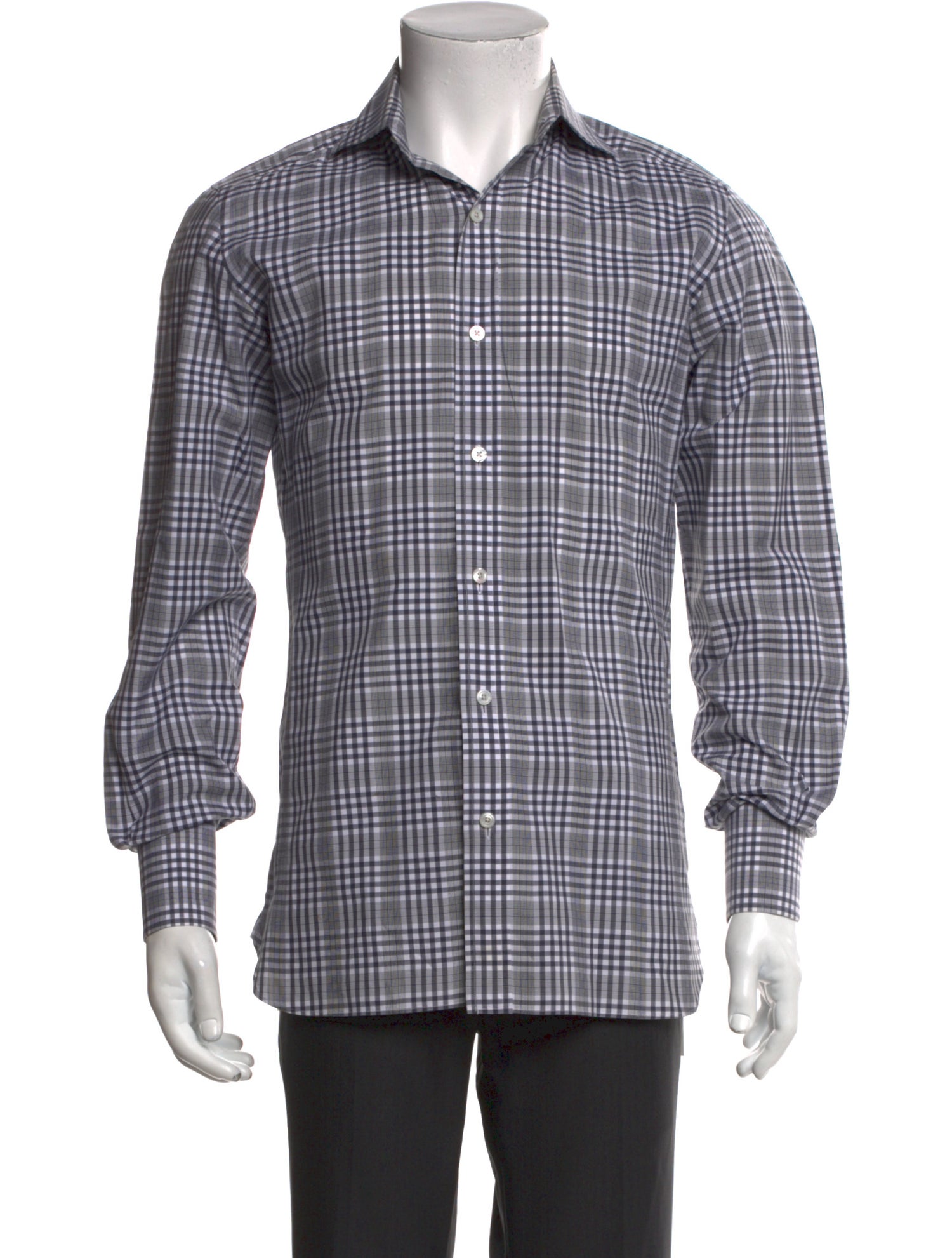 Tom Ford Plaid Print Long Sleeve Shirt
