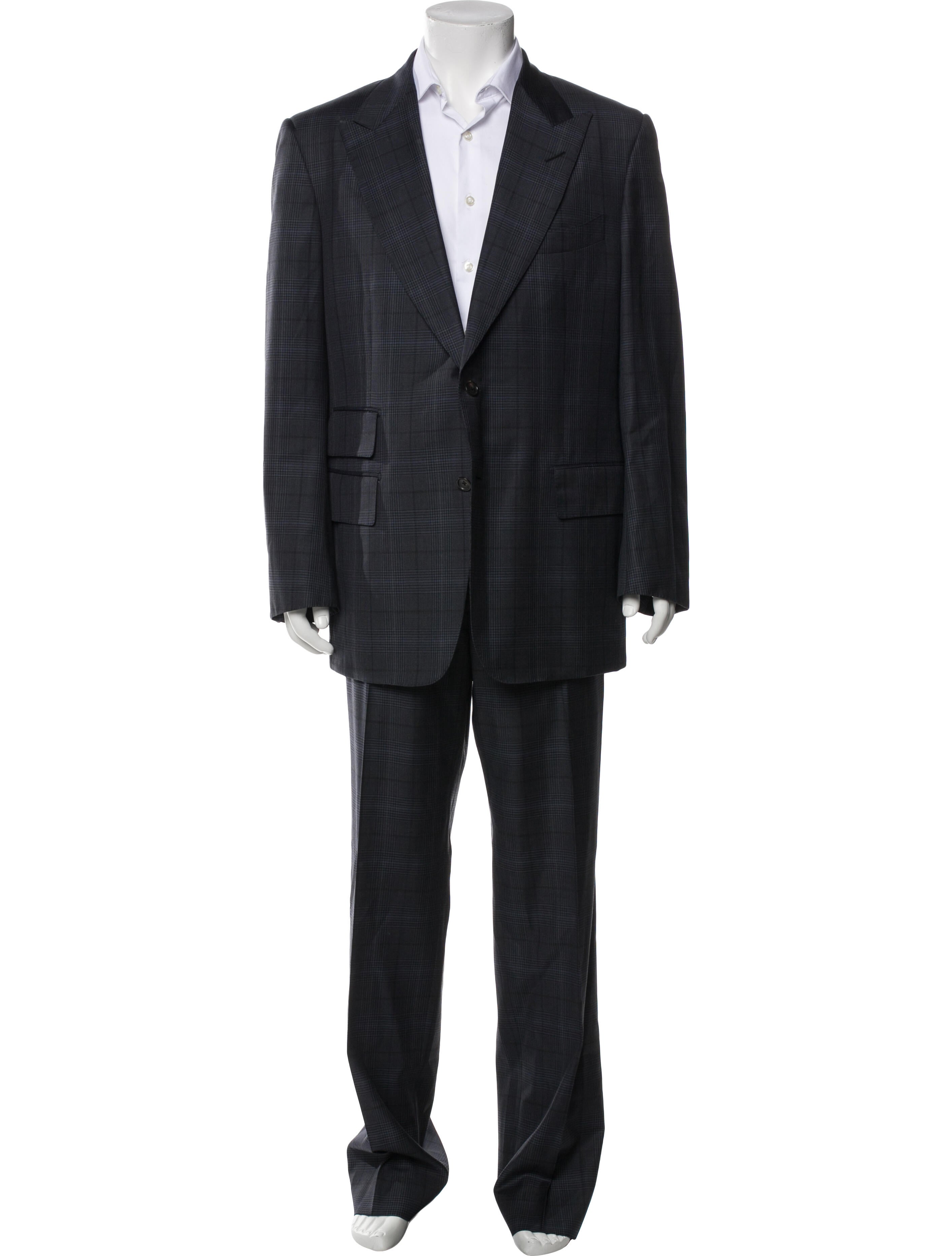 Tom Ford Wool Plaid Print Two-Piece Suit
