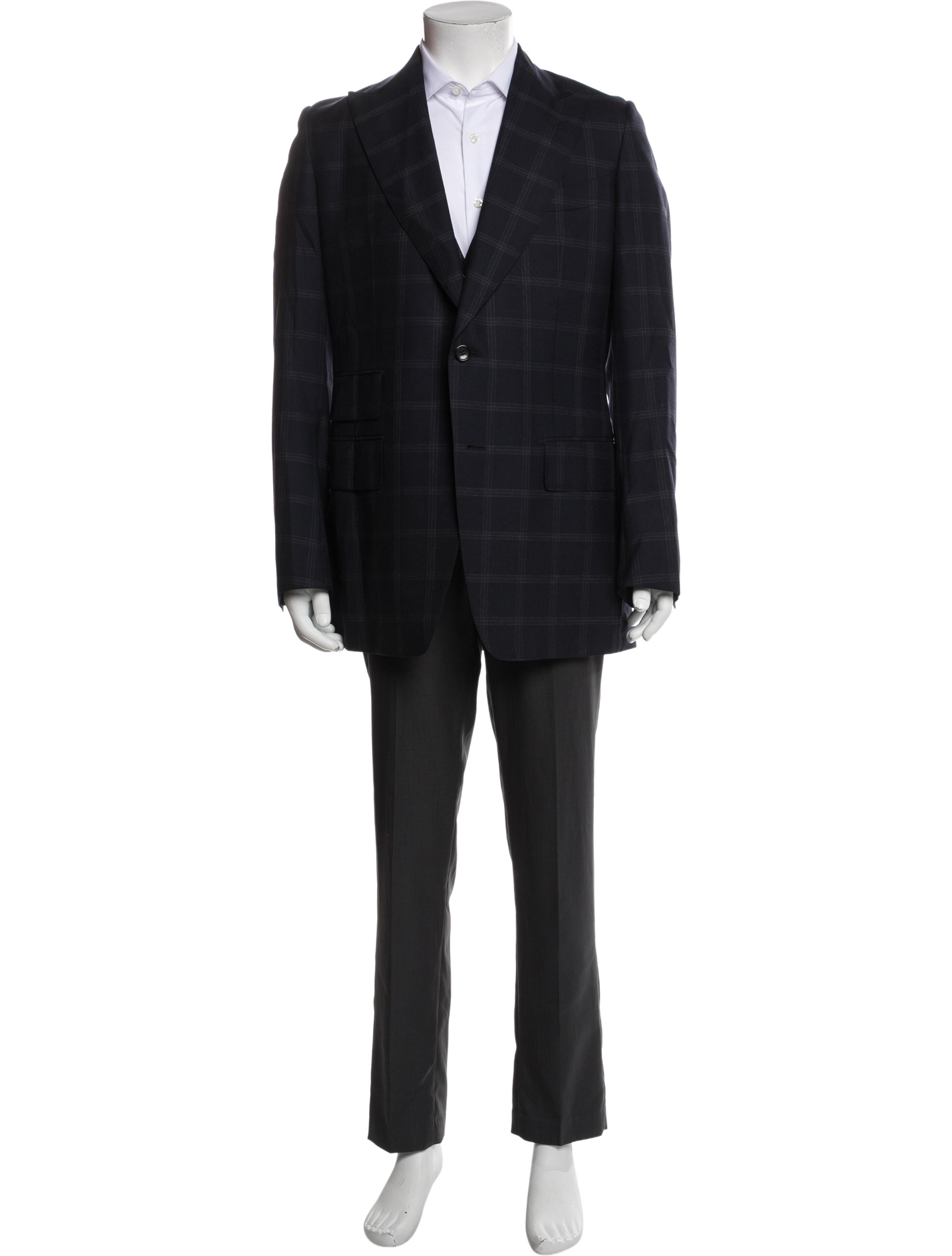 Tom Ford Wool Plaid Print Suit