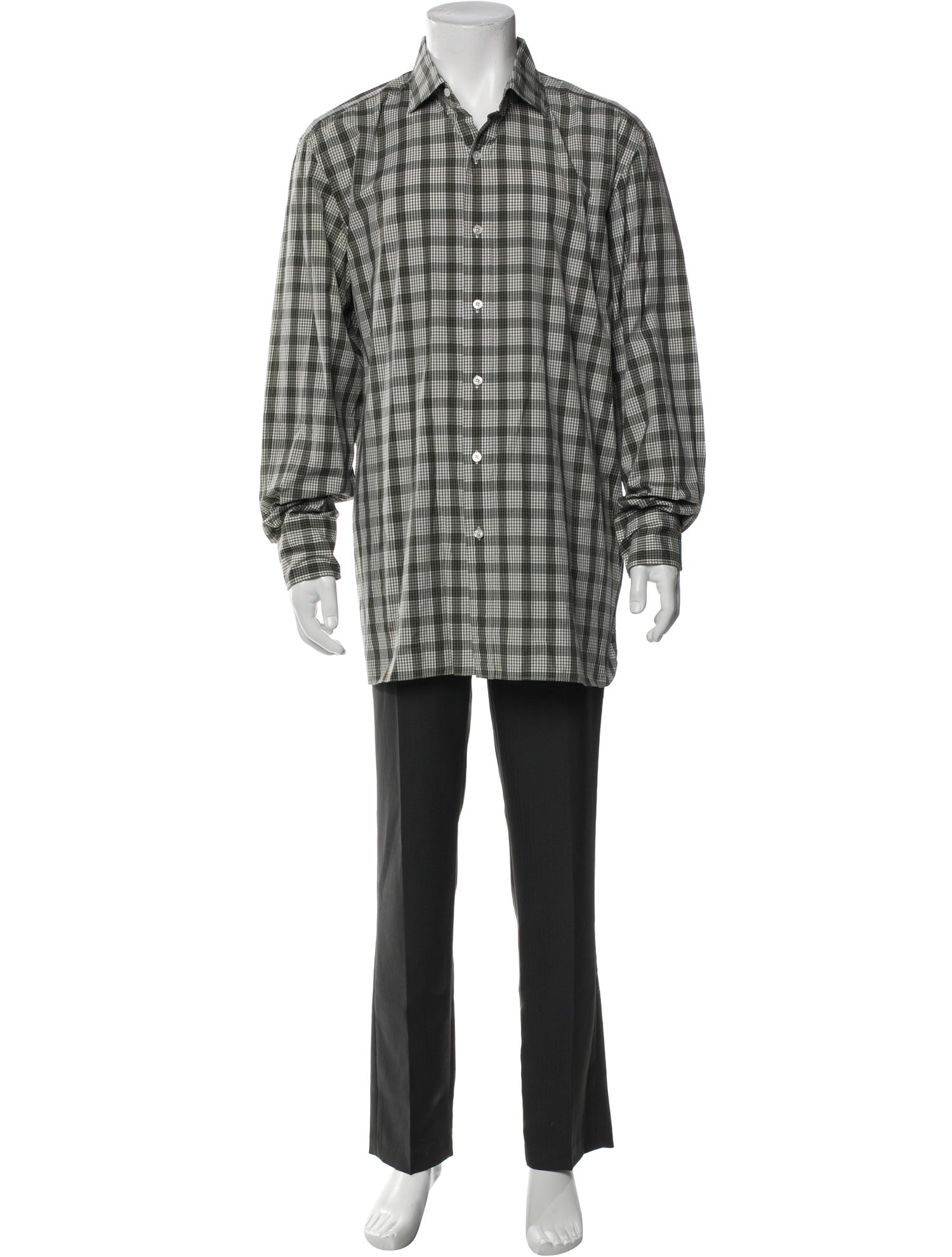 Tom Ford Plaid Print Long Sleeve Dress Shirt