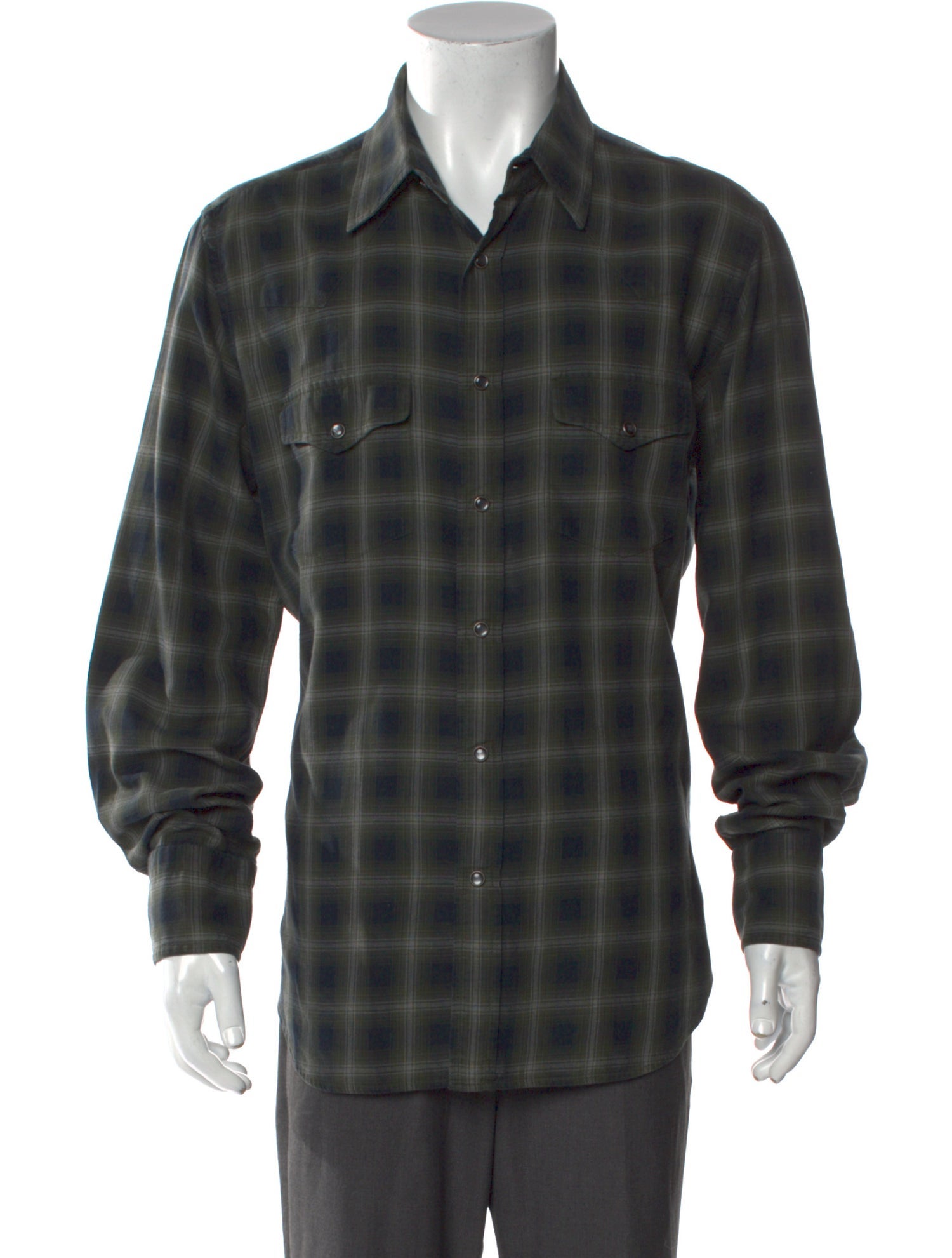 Tom Ford Plaid Print Long Sleeve Western Shirt