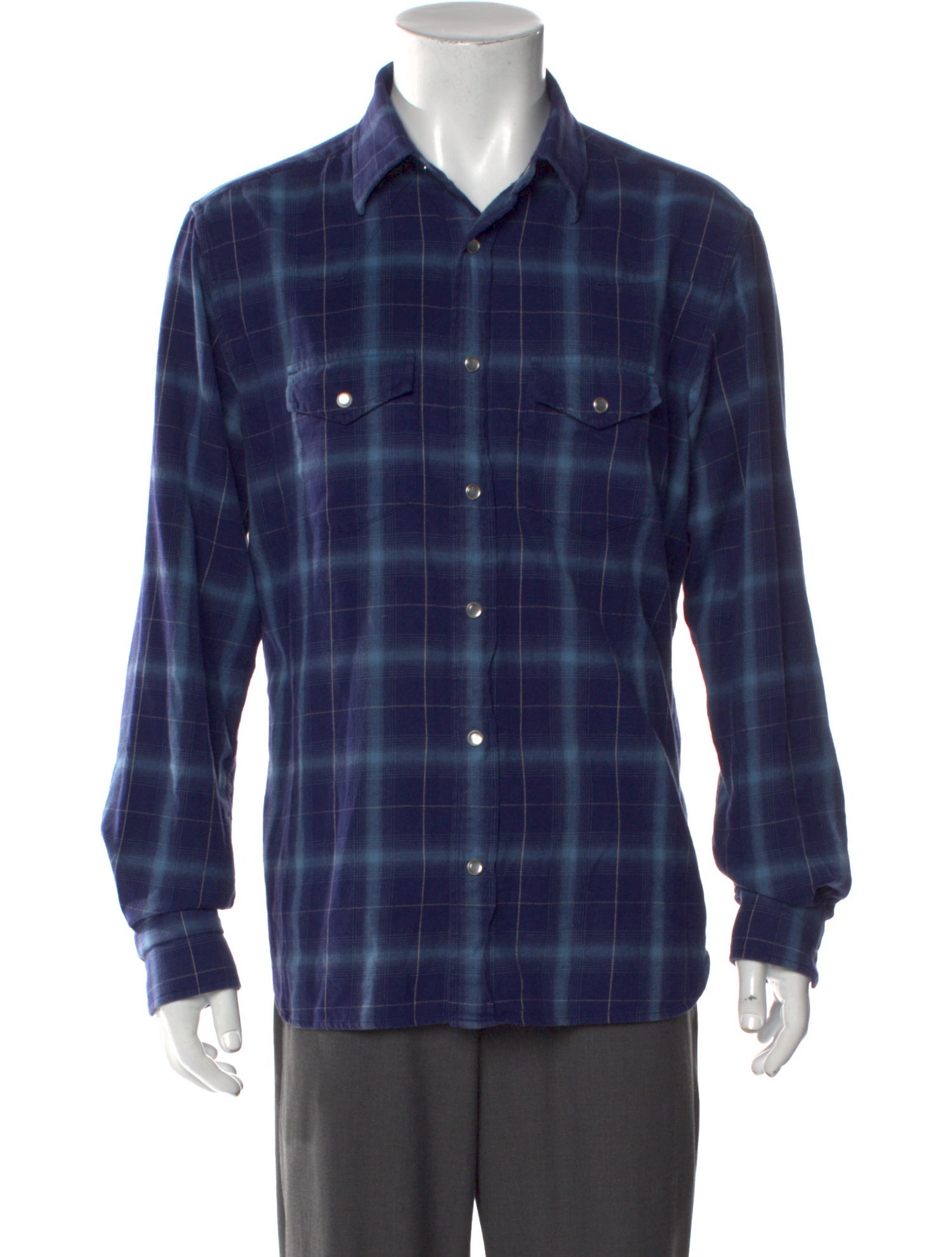 Tom Ford Plaid Print Long Sleeve Shirt